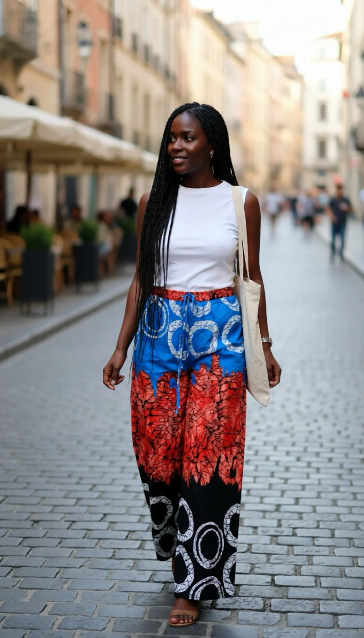 Ablɔɖe Ripple Palazzo Pants - African Print Wide-Leg Pant