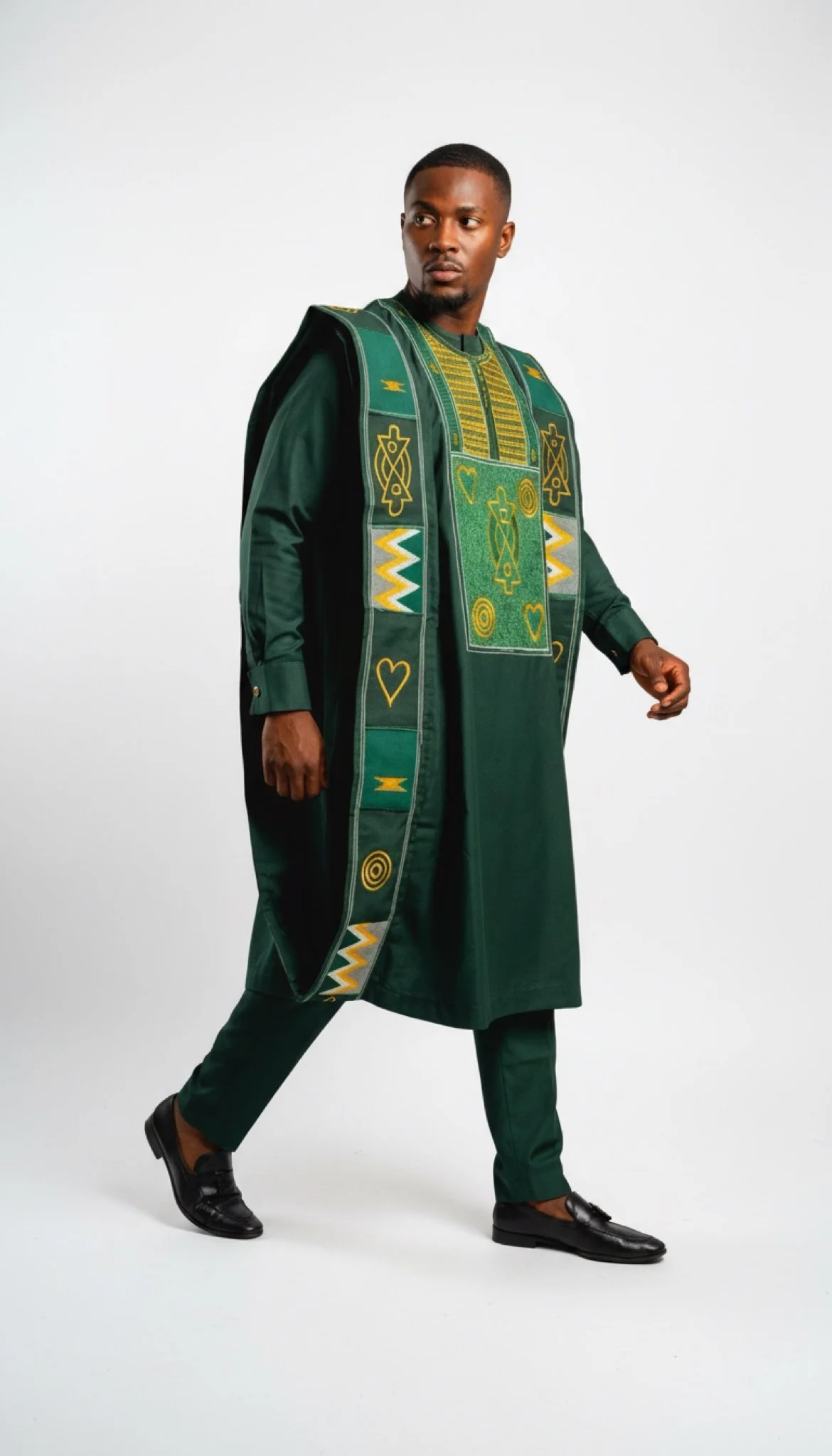 Emerald Authority Agbada 3 Piece Set - Men’s African-Inspired Agbada (US Men’s XXL)