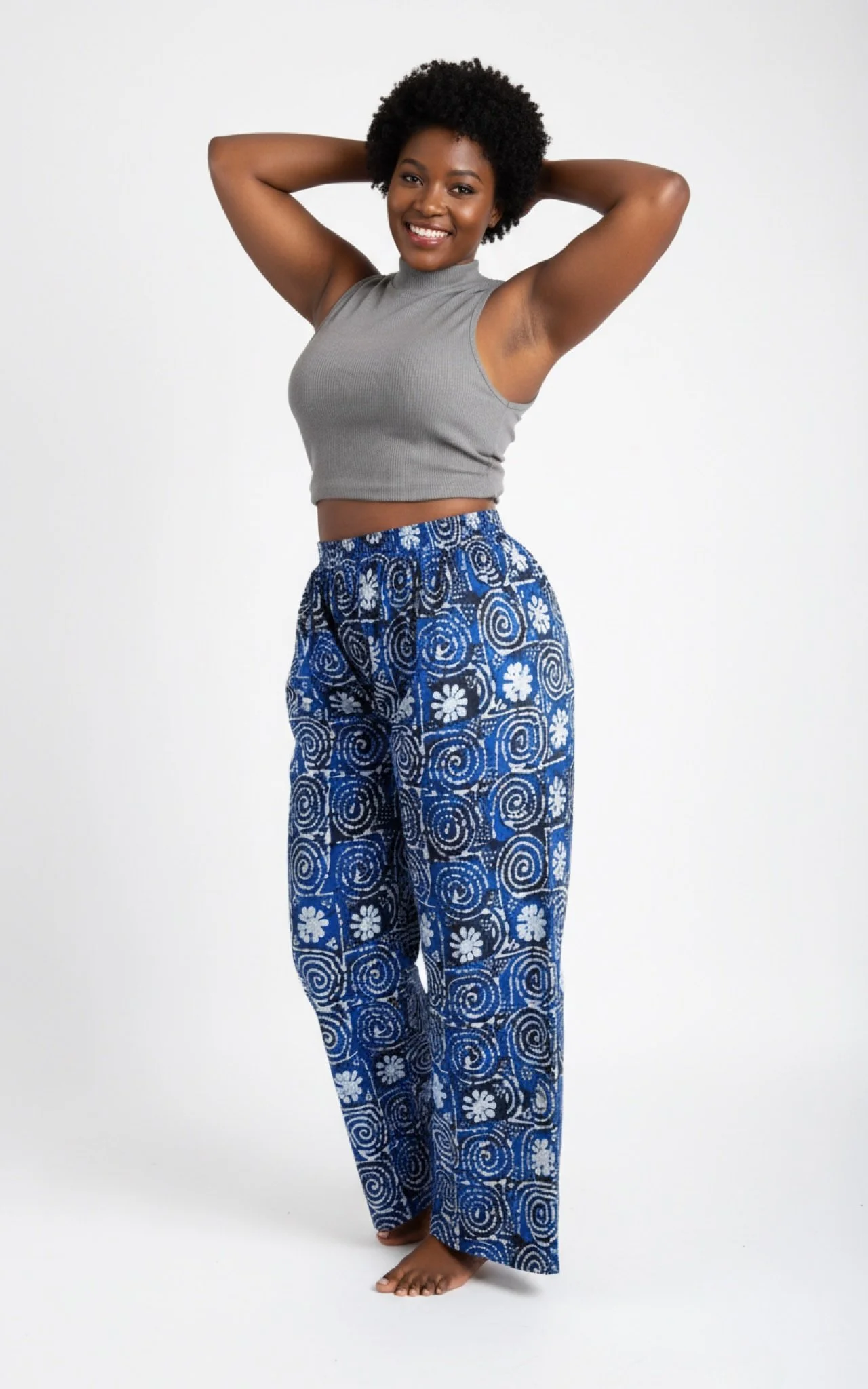 Adinkra Tide Palazzo Pants - African Print Wide-Leg Pants  (One Size | Fits US M-L)