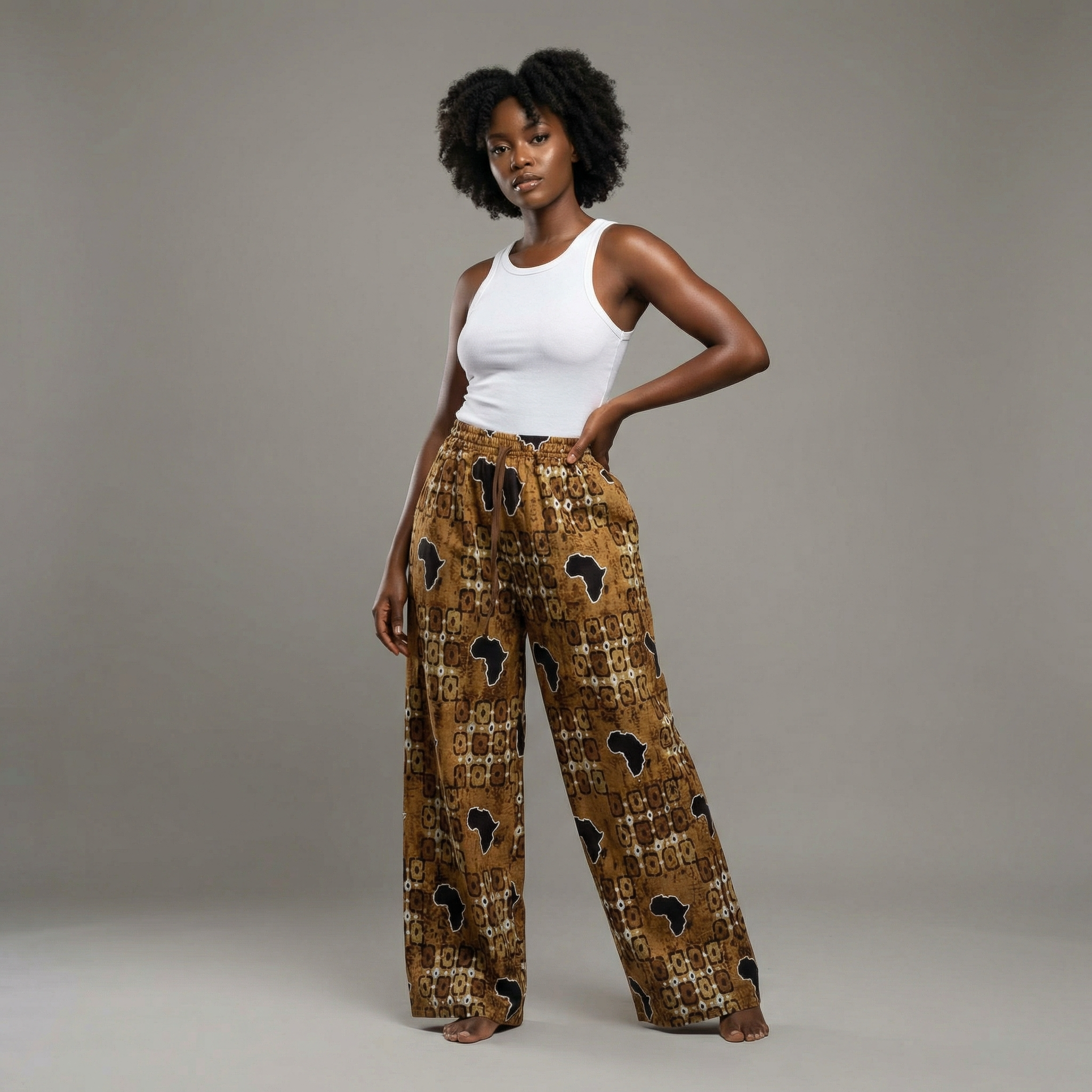 Golden Continent Grace Palazzo Pants - African Print Wide-Leg Pant (One Size | Fits US M-L)