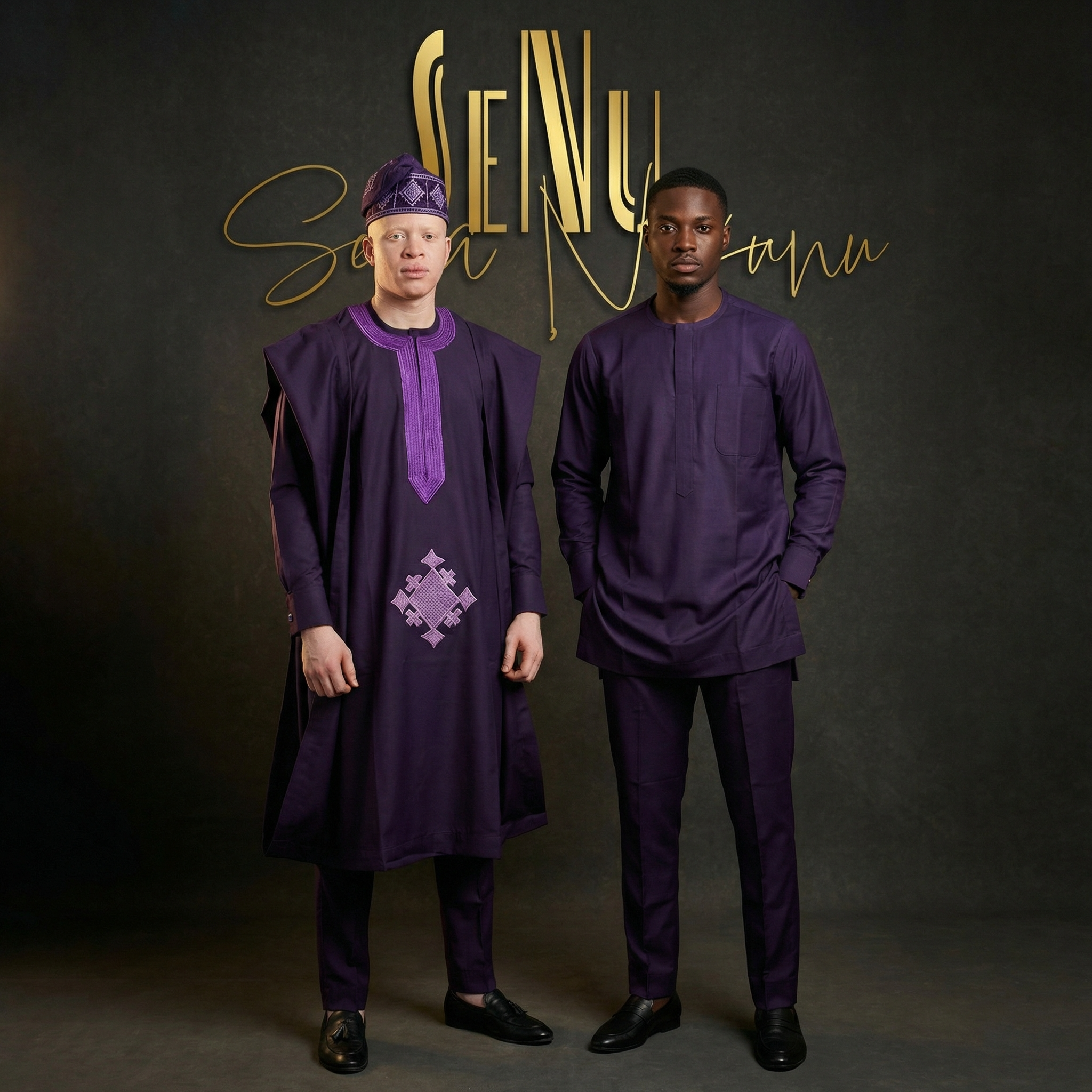 Royal Amethyst Ensemble 4-Piece Agbada Set - Men’s African-Inspired Four-Piece Set (US Men’s Size XLarge)