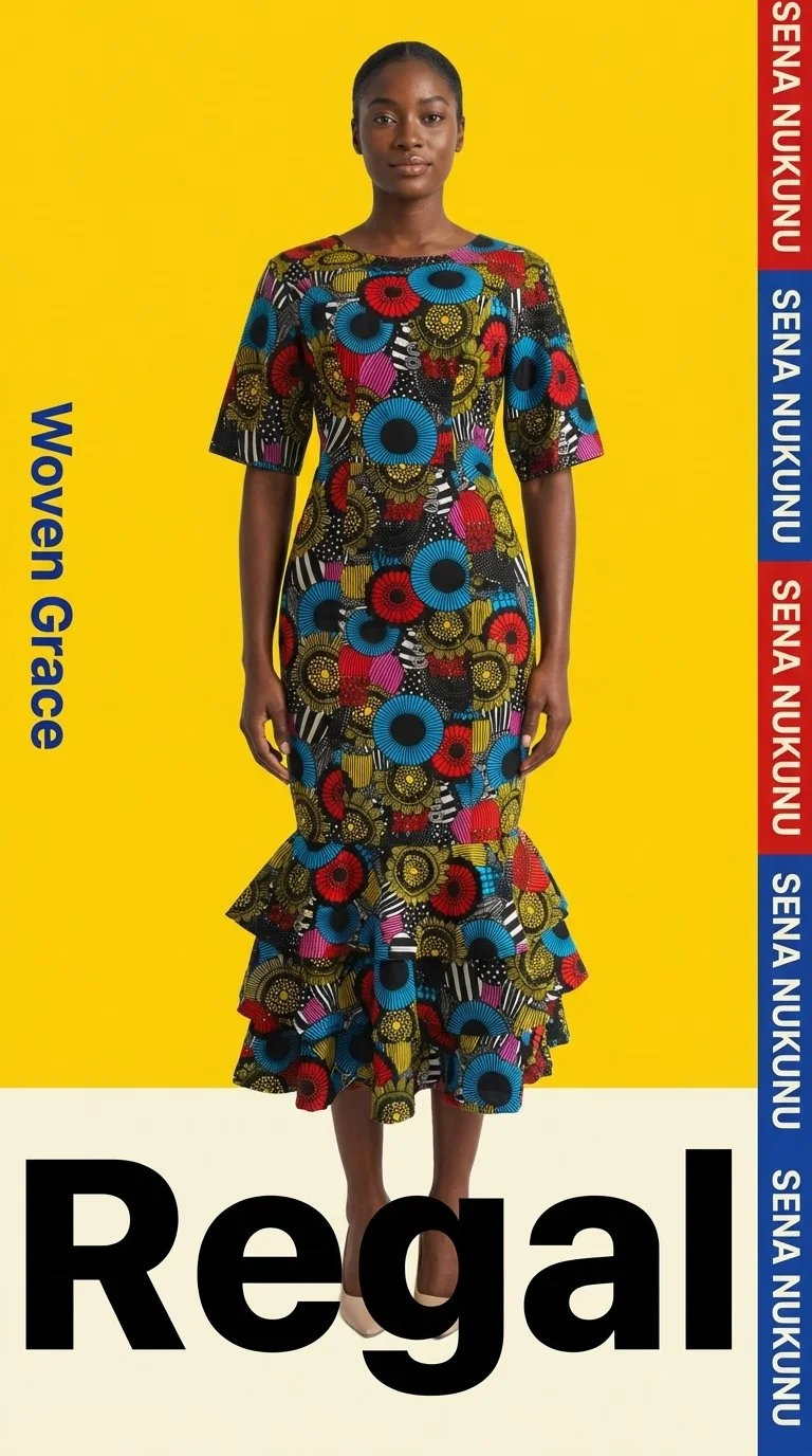 Esenam Radiance Peplum Dress - Women’s African-Inspired Outfit (US Women’s Size Large)