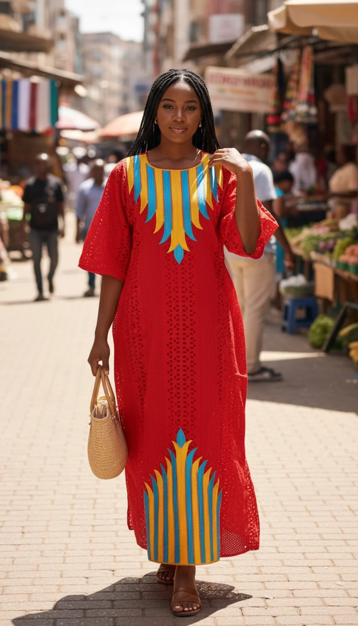 Embroidered Kaftan Dress