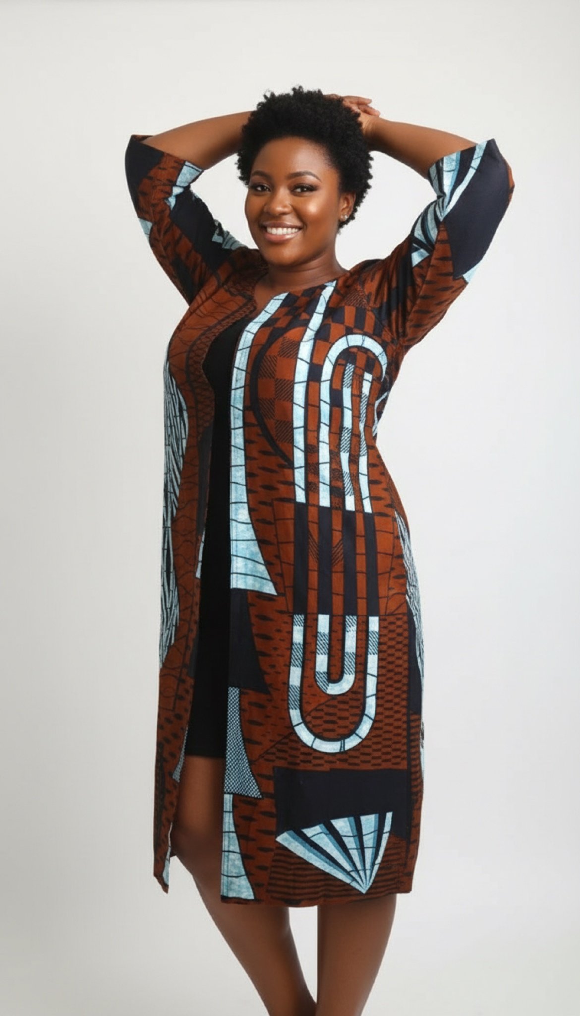 Zora Boldwave Coat - African Print Open-Front Jacket