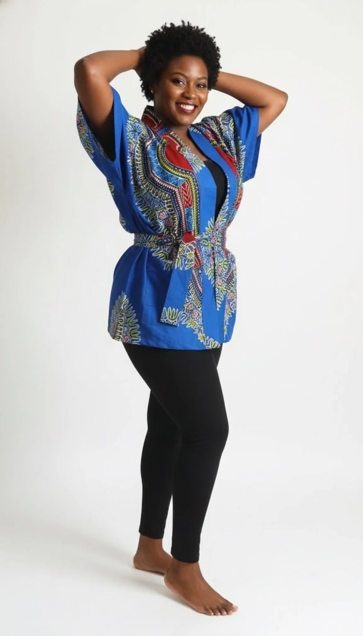 Dɔmenyo Dashiki Kimono Jacket - African Dashiki-Inspired Wrap Kimono Jacket (Women’s | XXLarge)