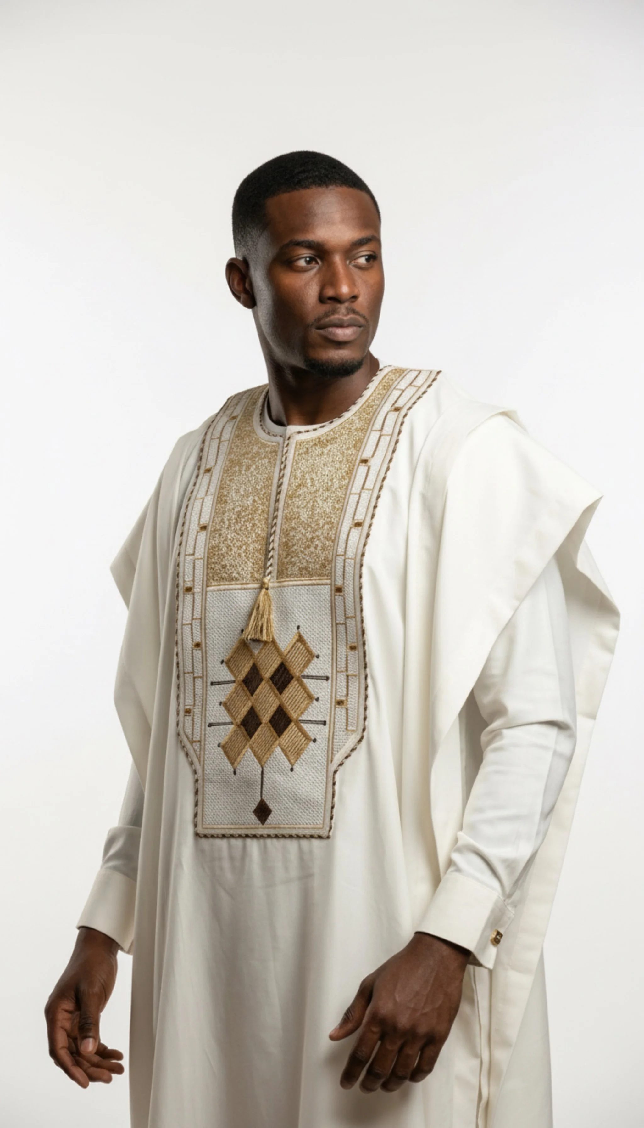 Ivory Crown Agbada 3 Piece Set - Men’s African-Inspired Agbada (US Men’s XL)