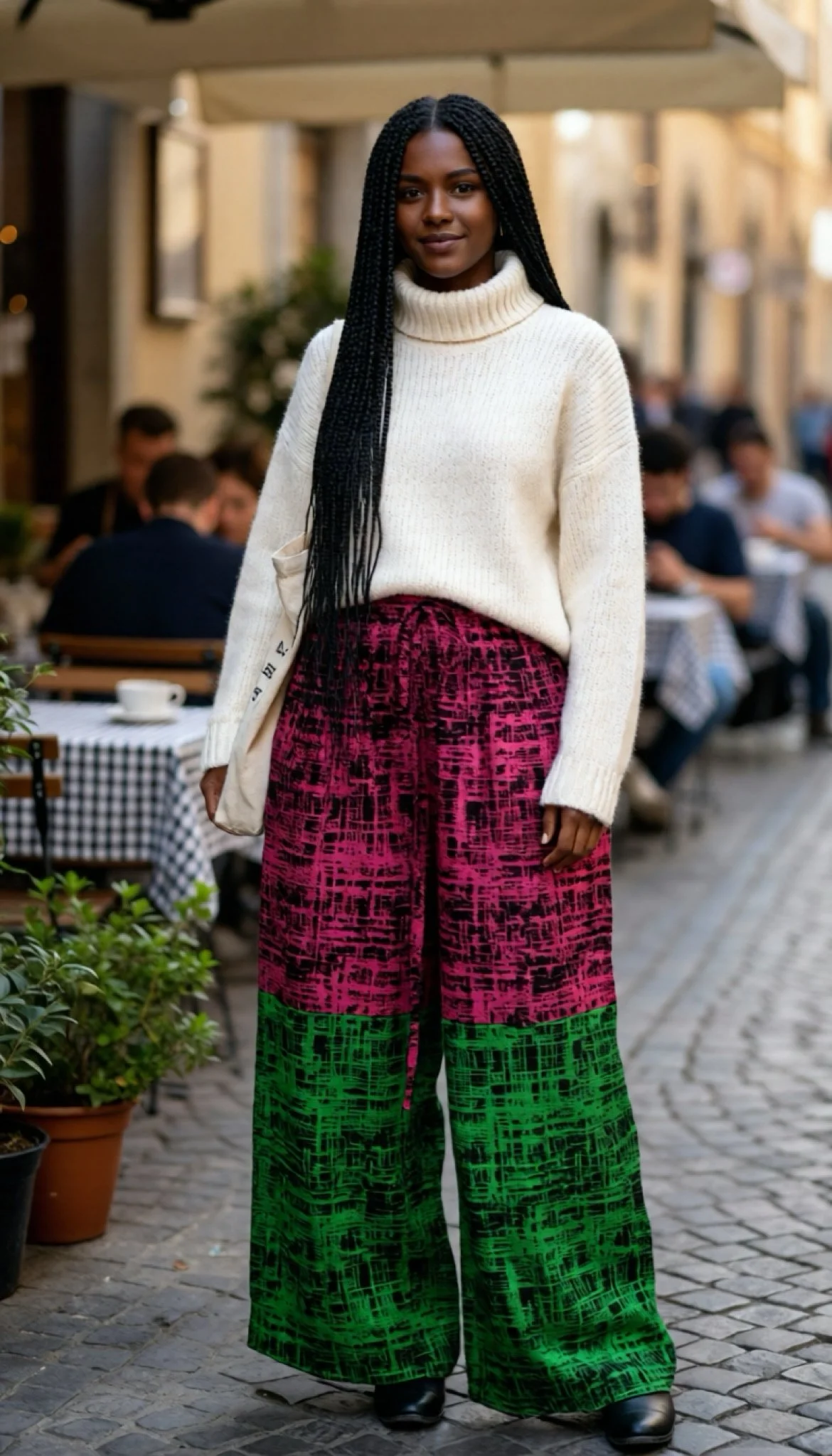 Berry Emerald Palazzo Pant - African Print Wide-Leg Pant (One Size | Fits US XL-3XL)