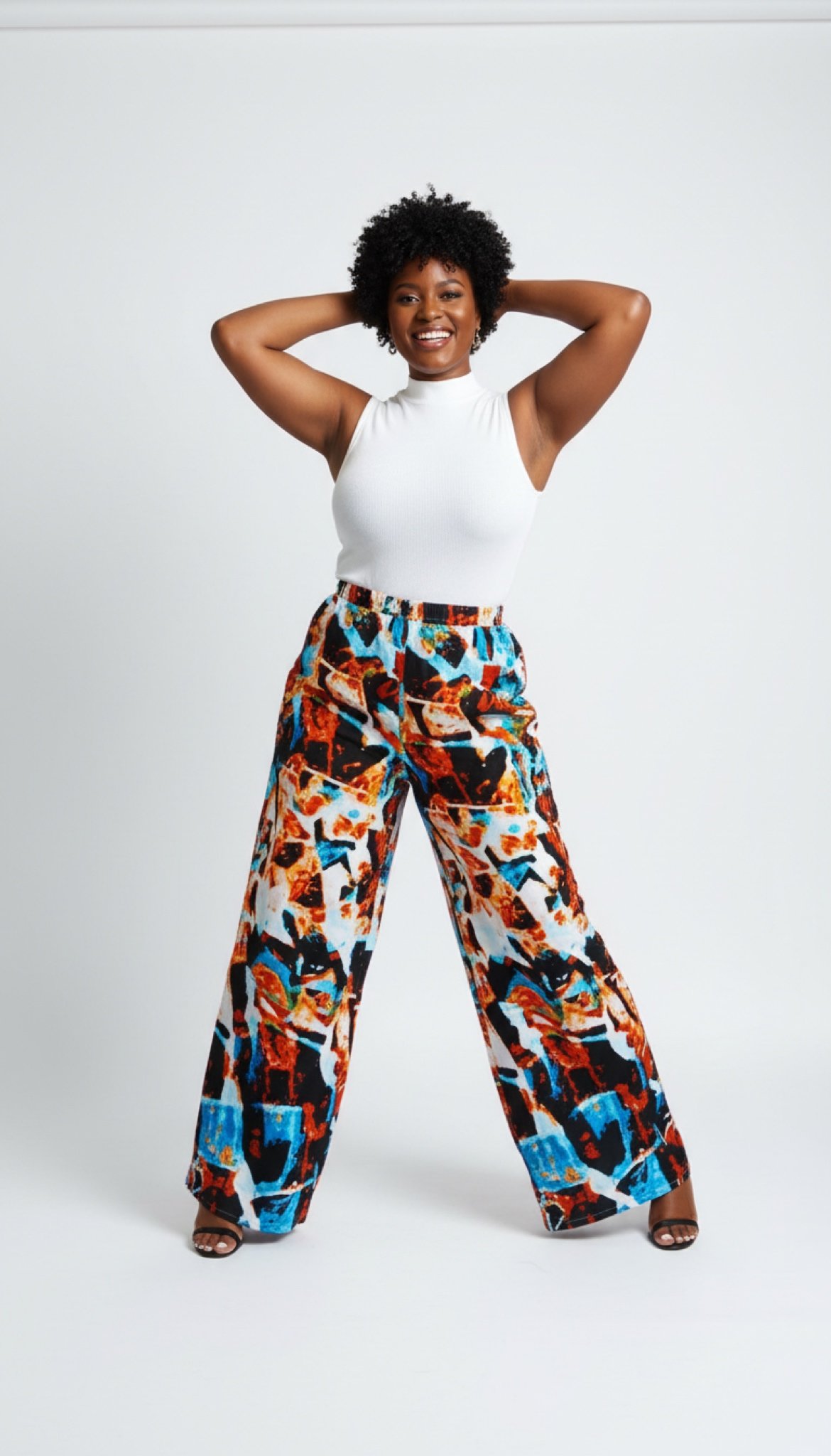 Solari Storm Palazzo Pants -African Print Wide-Leg Pants