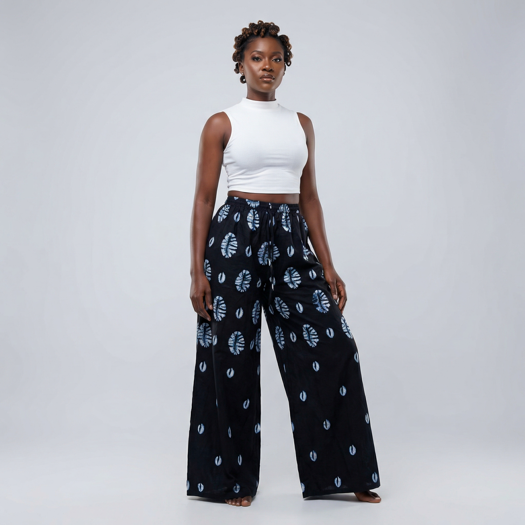Moonseed Flow Palazzo Pants - African Print Wide-Leg Pant (One Size | Fits US XL-3XL)