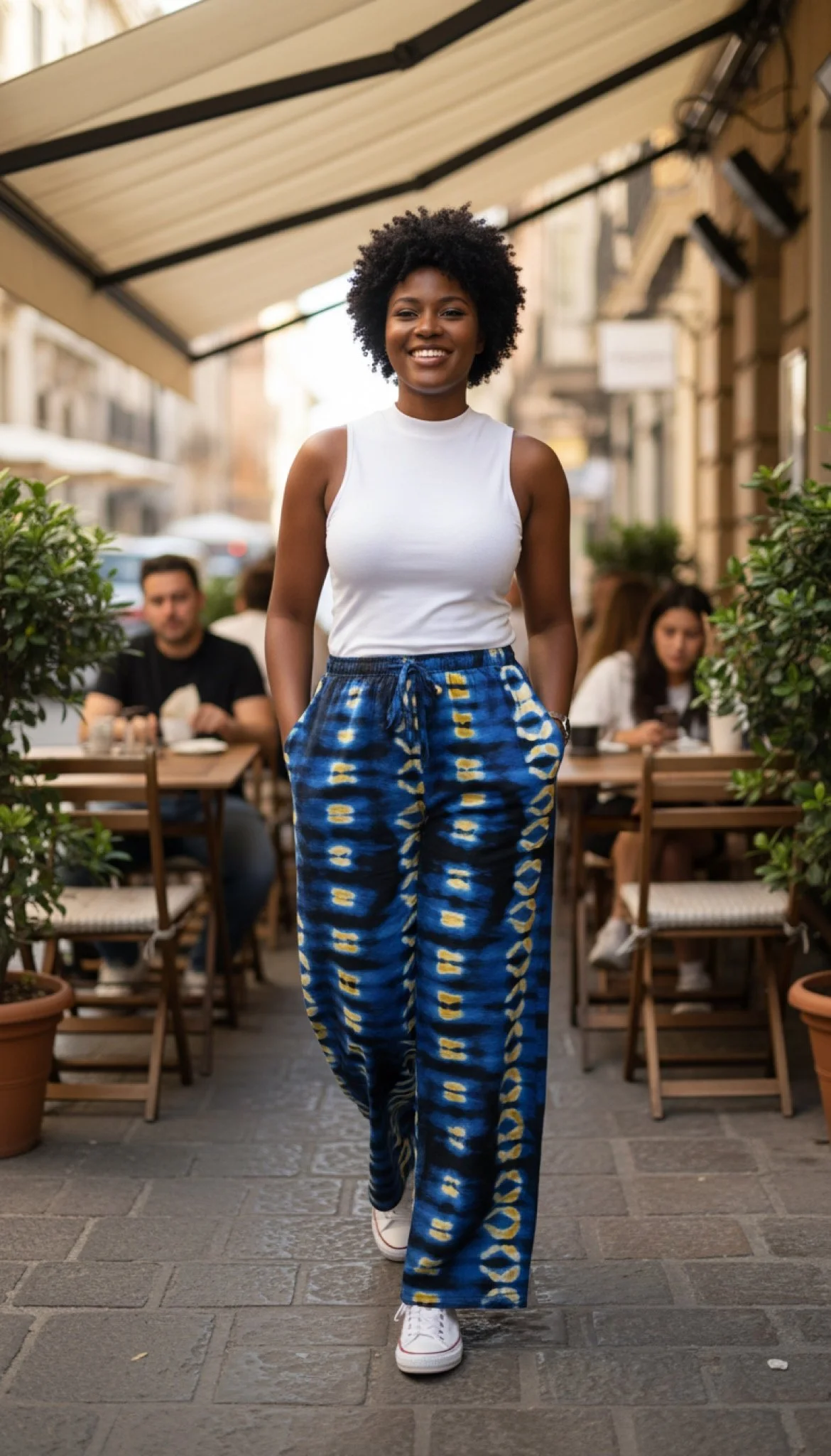 Fafa Waves Palazzo Pants - African Print Wide-Leg Pants