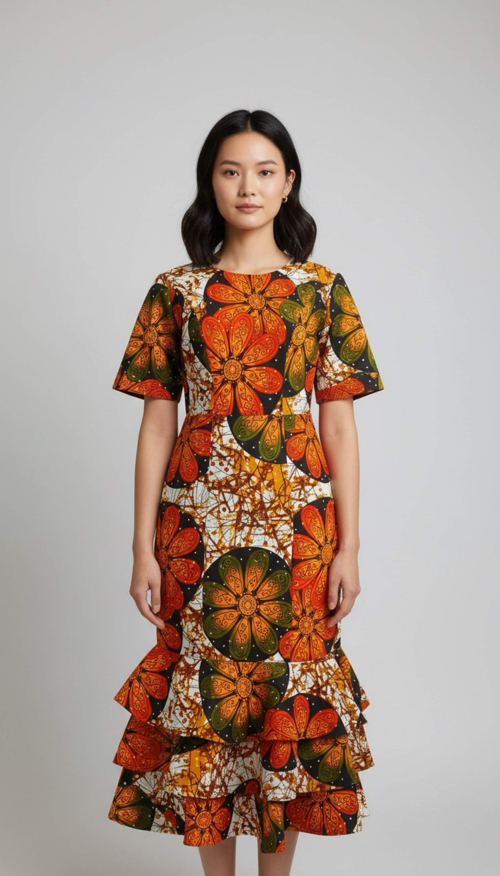 Serenity Flora Peplum Dress - Women’s African-Inspired Outfit (US Women’s Size Large)