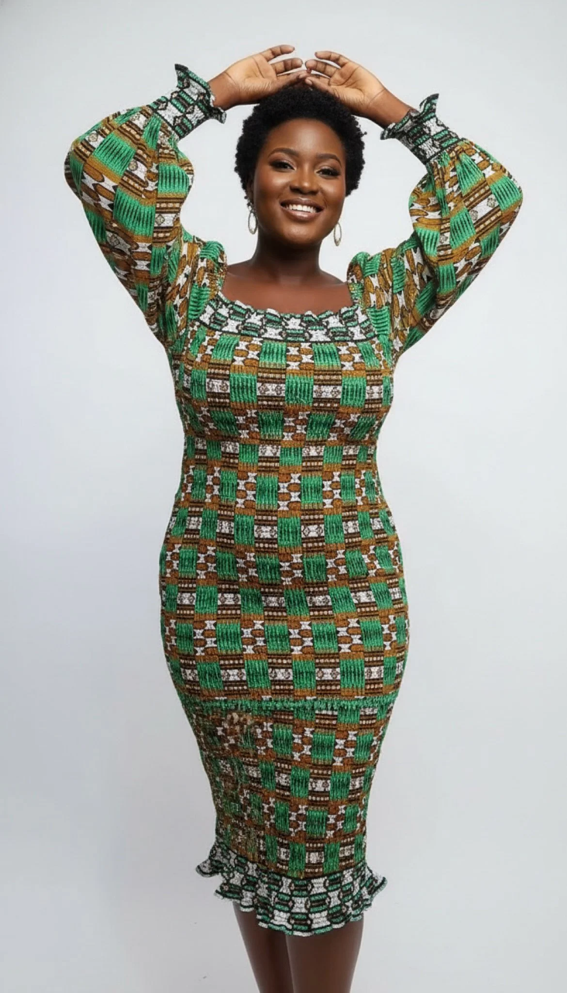 Dzifa Glow Smocked Dress - Women’s African-Inspired Outfit (US Women’s Size XXLarge)