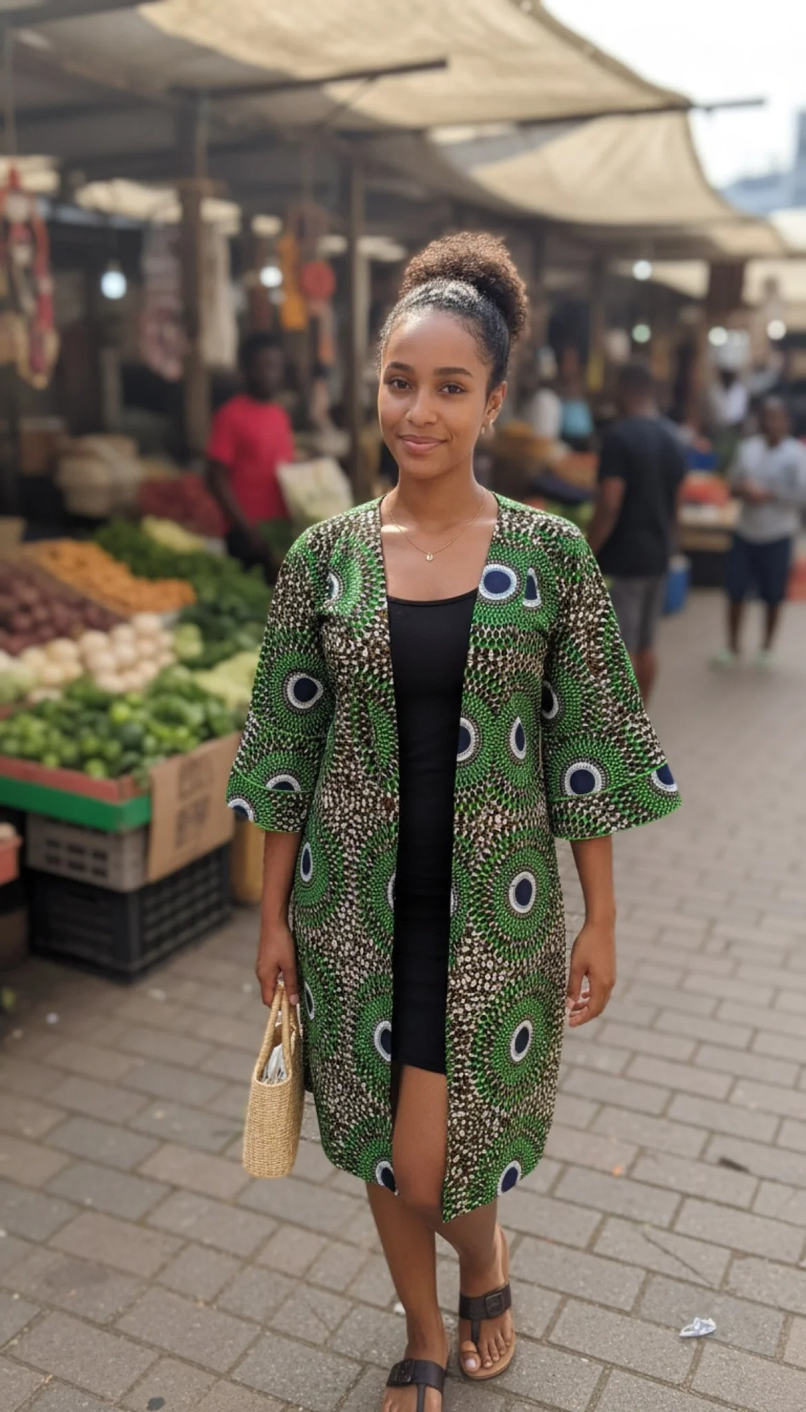 Anyigba ƒe Ŋkuwo Jacket - African Print Bell Sleeve Open Jacket