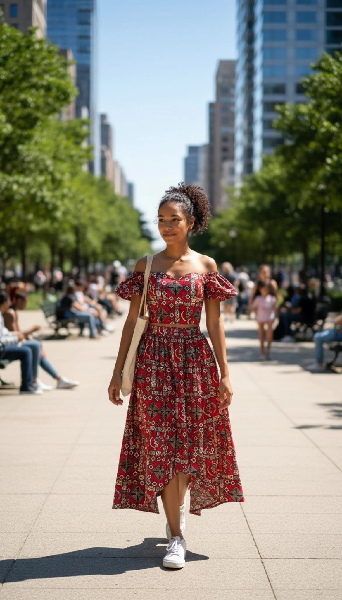 Sankofa Ember Royale Two-Piece African Print Crop Top & Skirt Set  (US Women’s Size XLarge)