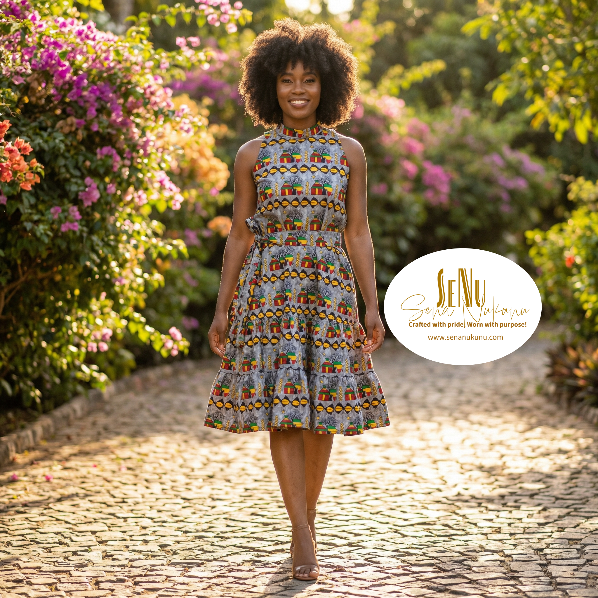 Ancestral Harmony Midi Dress -  African-Inspired Sleeveless Midi Dress (US Women’s Size XLarge)