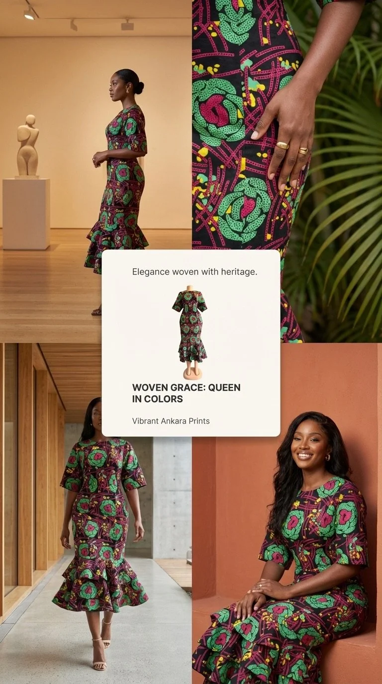 Vine Bloom Peplum Dress - Women’s African-Inspired Outfit (US Women’s Size XXLarge)