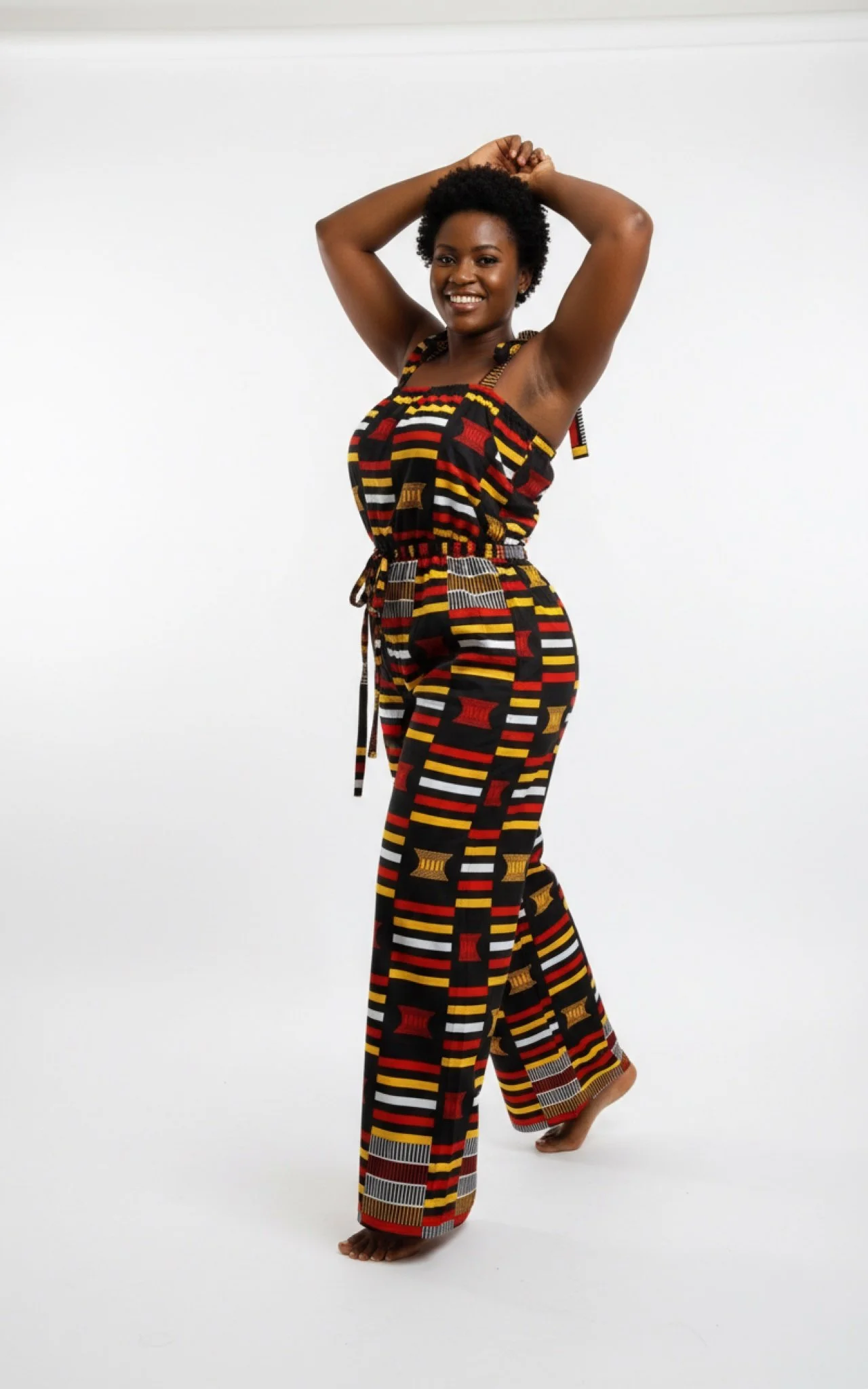 Nkabom Legacy Jumpsuit - Women’s African-Inspired Wide-Leg Jumpsuit (US Women’s Size XLarge)