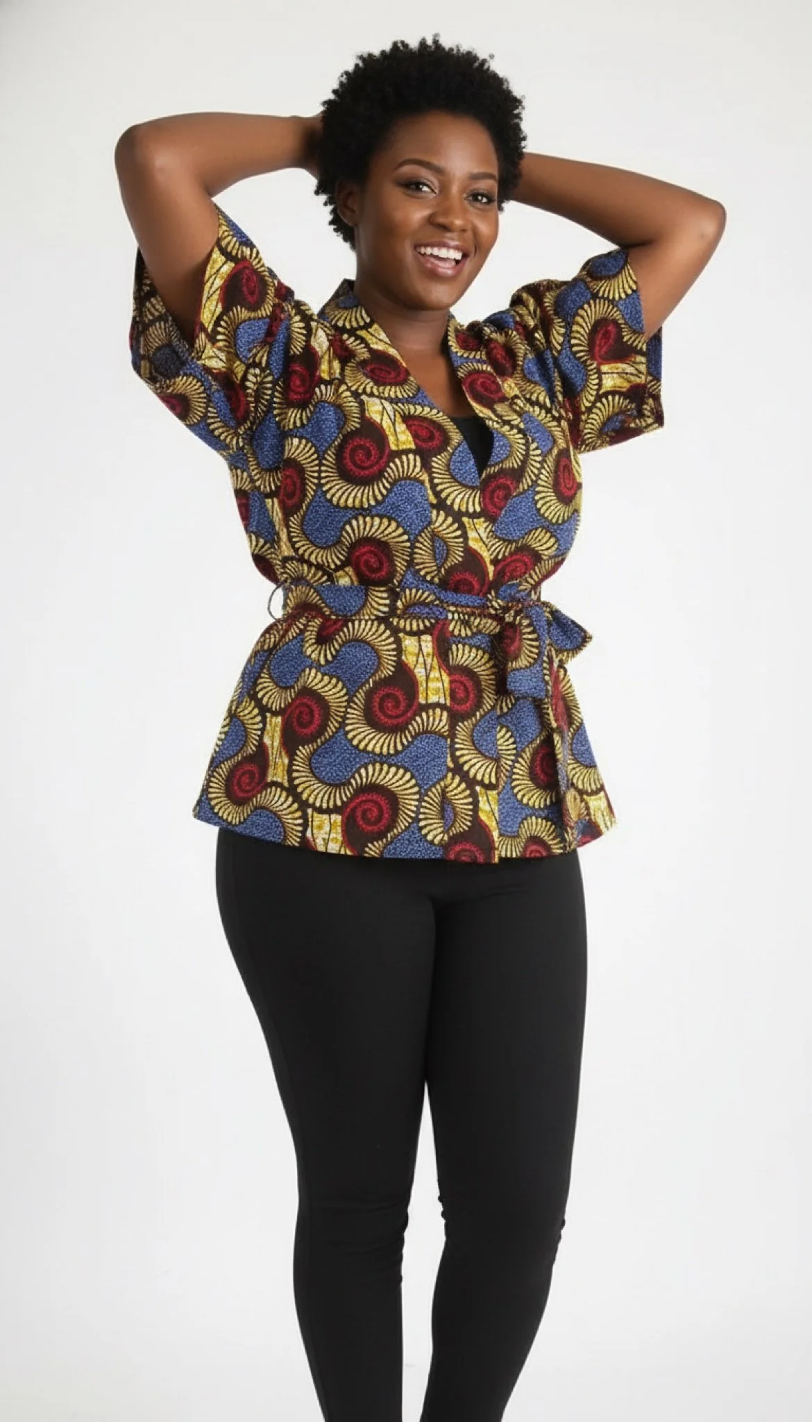 Royal Swirl Kimono Jacket - African Dashiki-Inspired Kimono Jacket (Women’s | XXLarge)