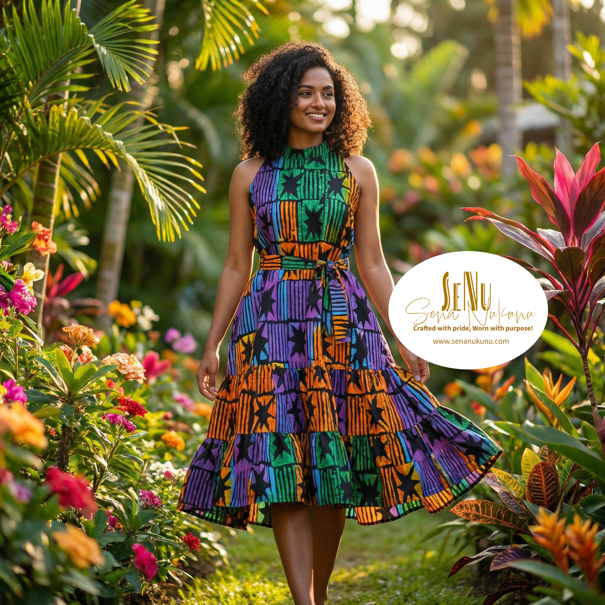 Kaleidoscope Nhyira Midi Dress -  African-Inspired Sleeveless Midi Dress (US Women’s Size XLarge)