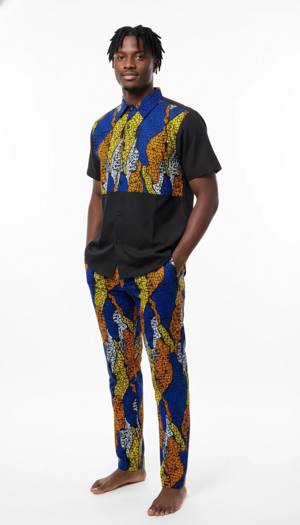 Inferno Wave Set - Men’s African-Inspired Outfit (US Men’s Size XLarge)