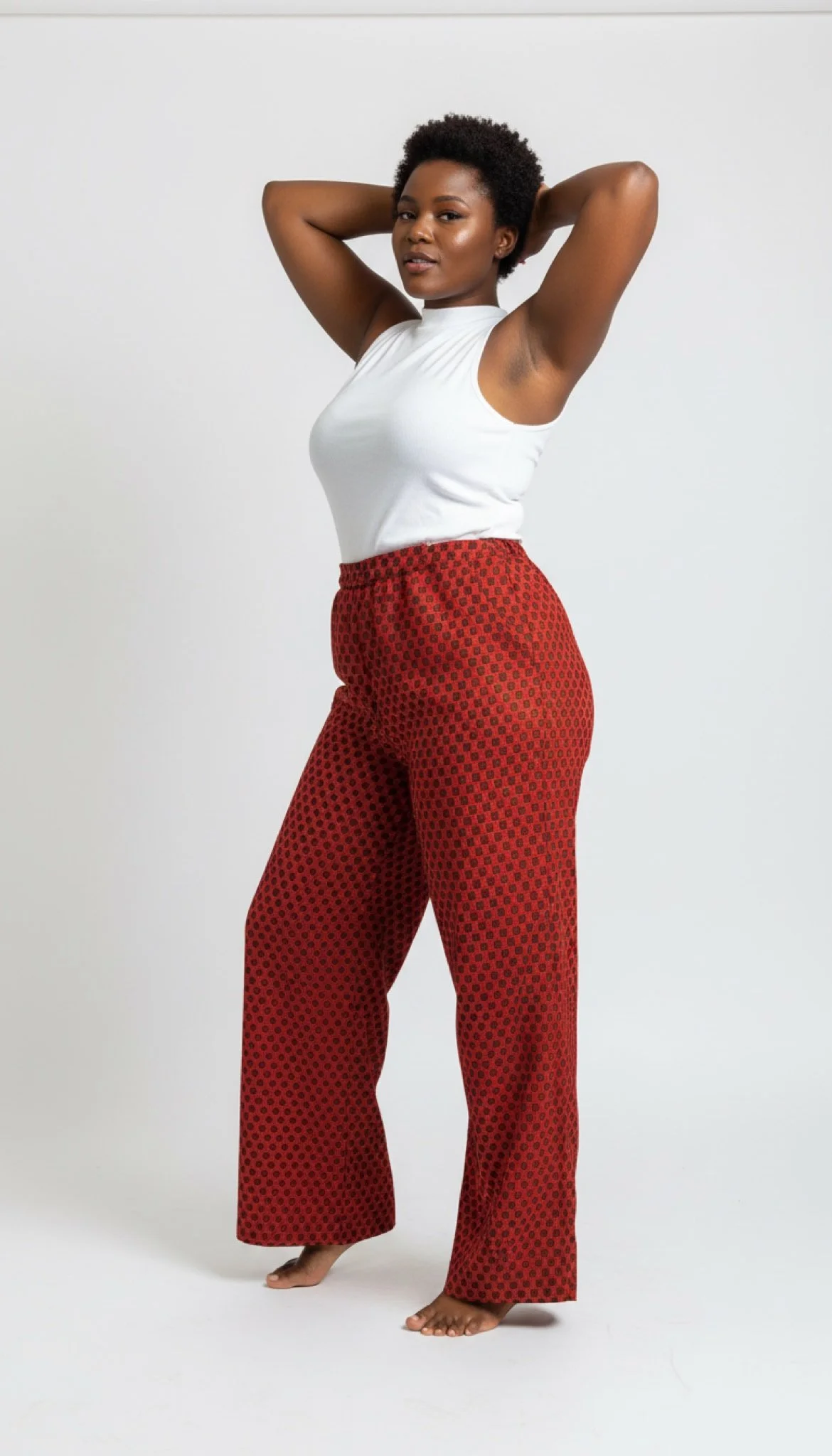 Sesa Red Harmony Palazzo Pants - African Print Wide-Leg Pants
