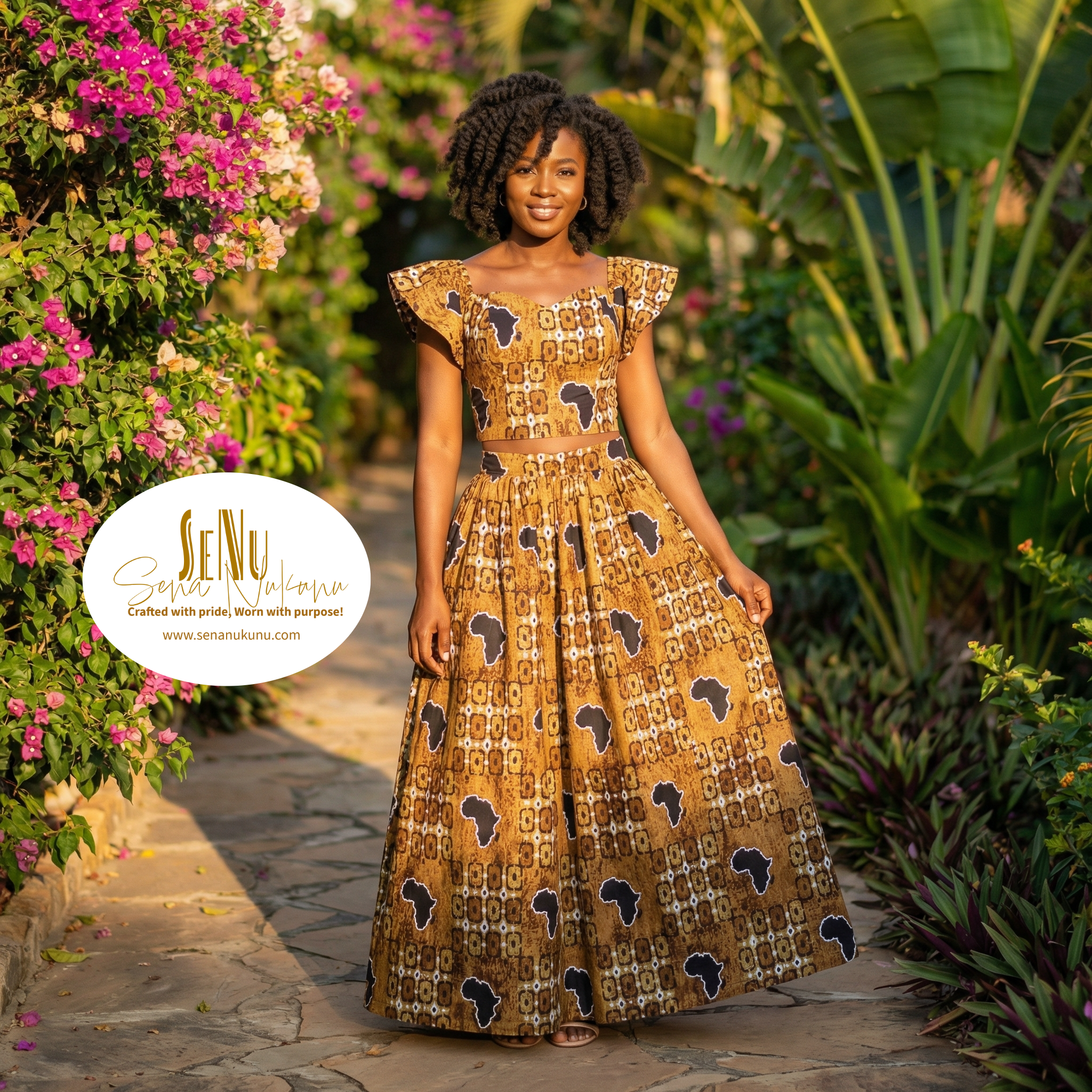 Golden Continent Grace Two-Piece African Print Crop Top & Skirt Set  (US Women’s Size XXLarge)