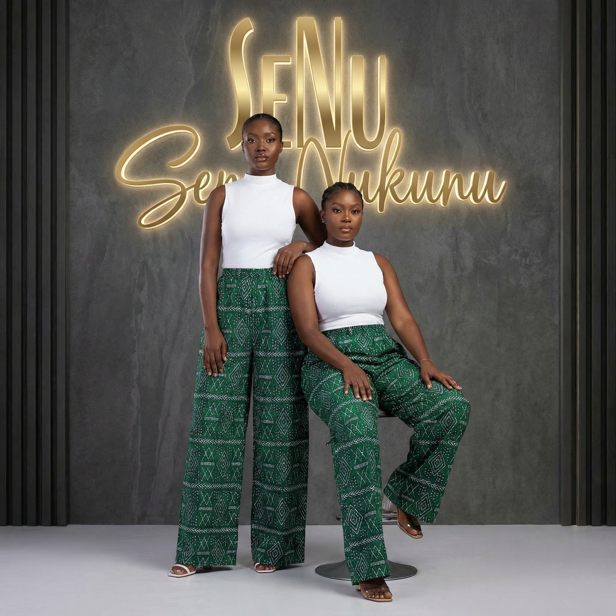 Emerald Nhyira Grace Palazzo Pants - African Print Wide-Leg Pant (One Size | Fits US M-L)