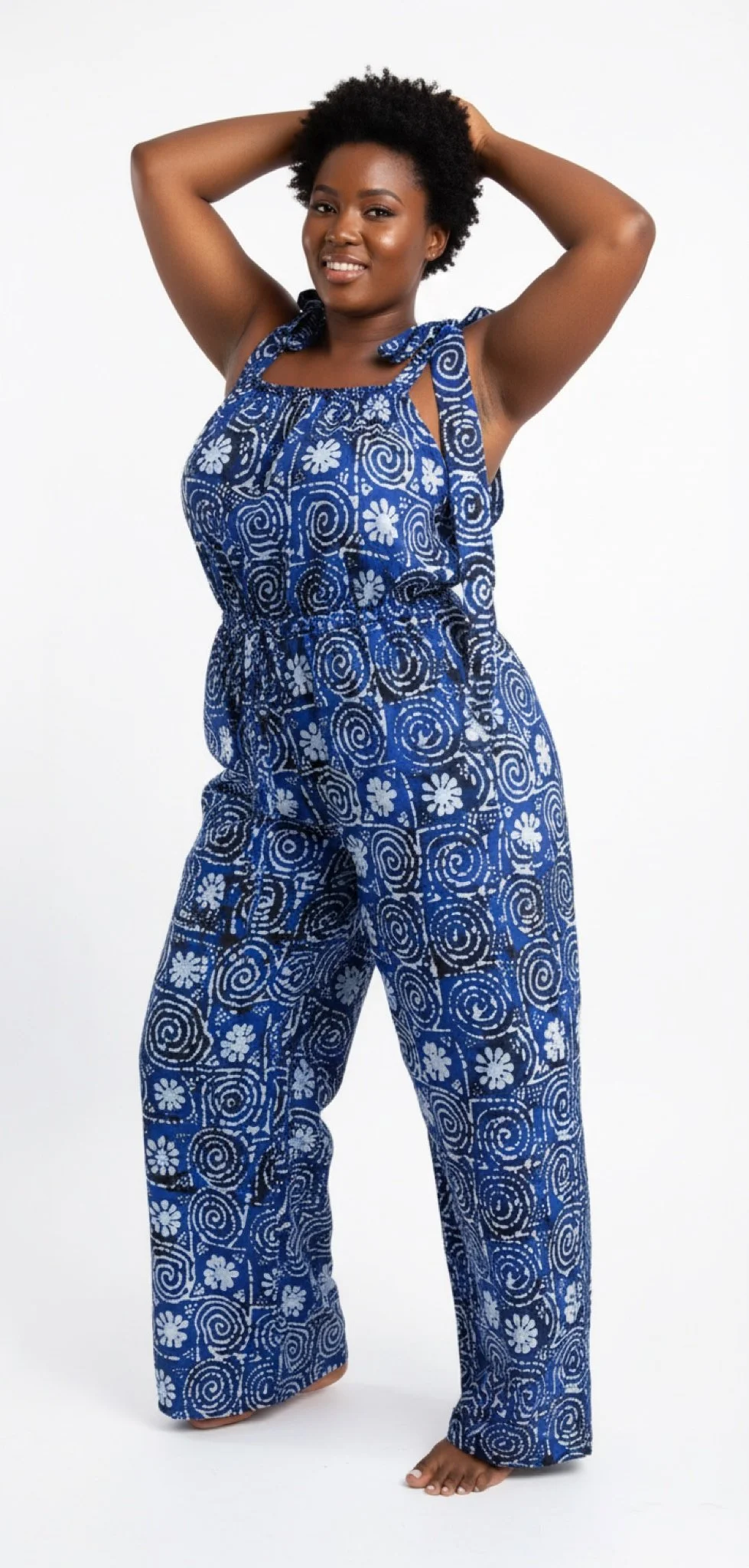 Adinkra Tide Jumpsuit - Women’s African-Inspired Wide-Leg Jumpsuit (US Women’s Size XXLarge)