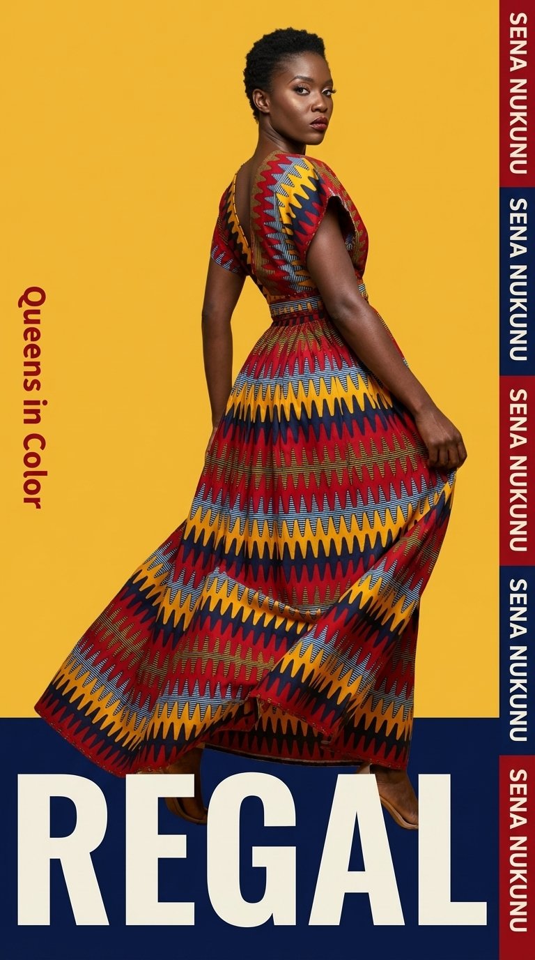 Zigzag Majesty Ankara Wrap Gown - Women’s African-Inspired Outfit (US Women’s Size XLarge)