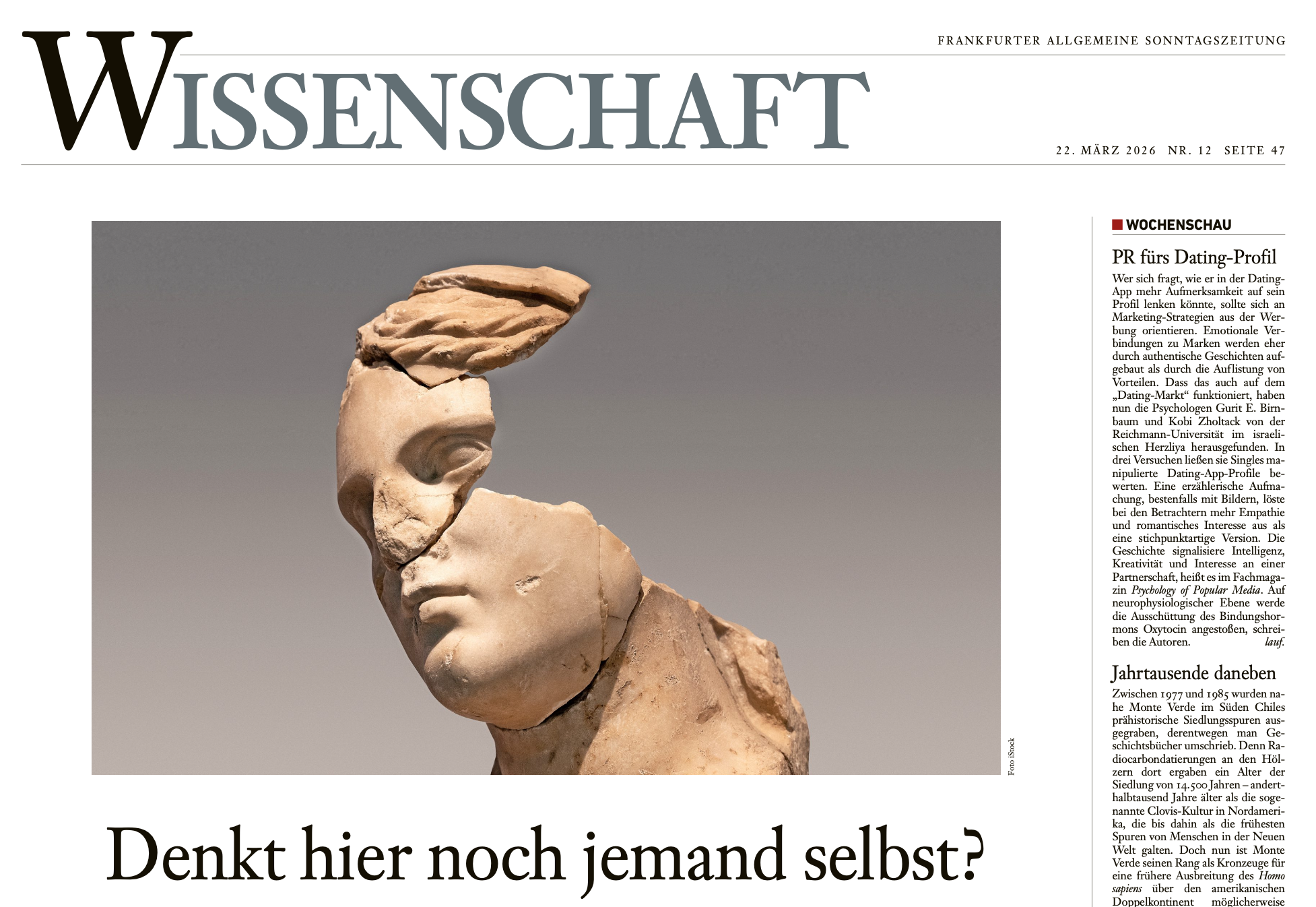Is Anyone Still Thinking For Themselves? (Published by Frankfurter Allgemeine Zeitung)