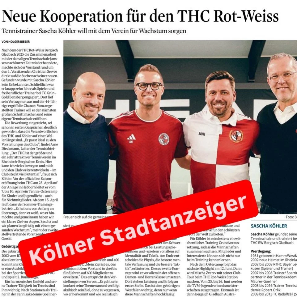 Der @ksta_koeln berichtet &uuml;ber unsere Zusammenarbeit mit @tennisschule_sascha_koehler. Lieben Dank! 

@thc_rot_weiss #tennis #bergischgladbach