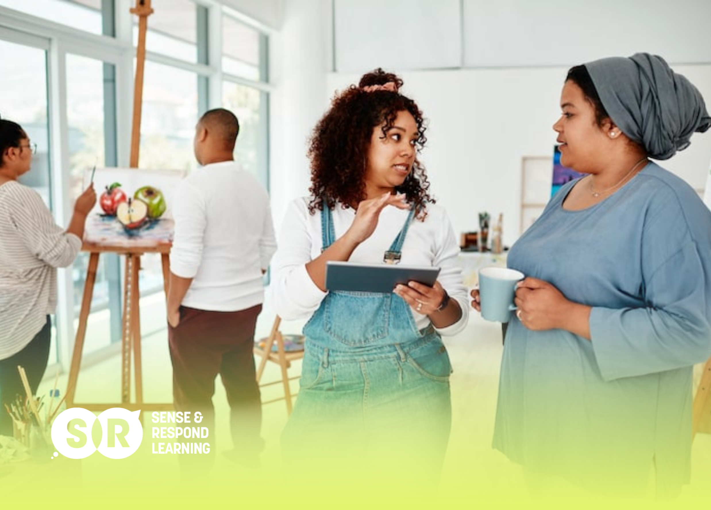 Agile team standing around a sprint board during a daily standup