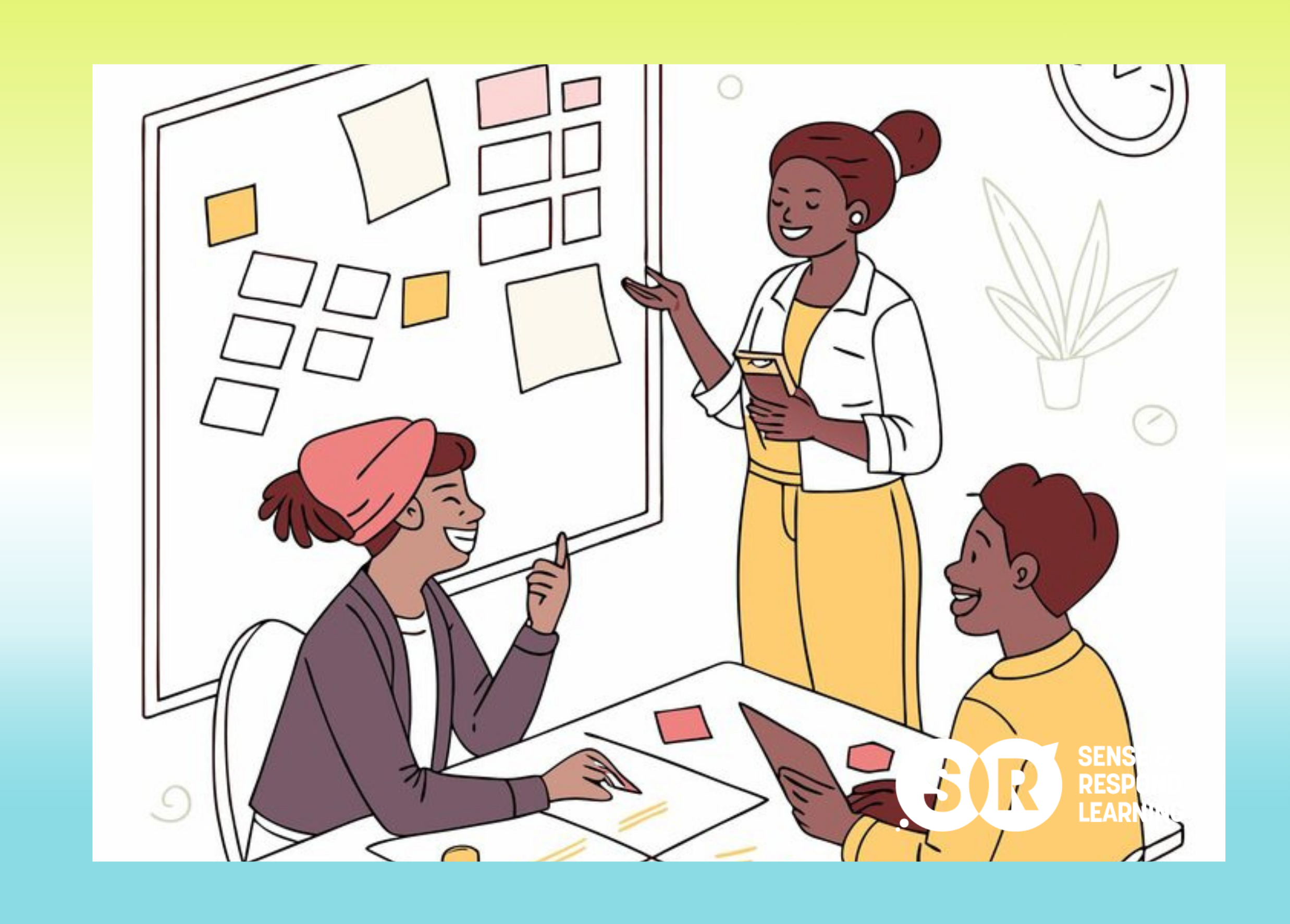 Team members sketching interface concepts on a whiteboard during a design sprint