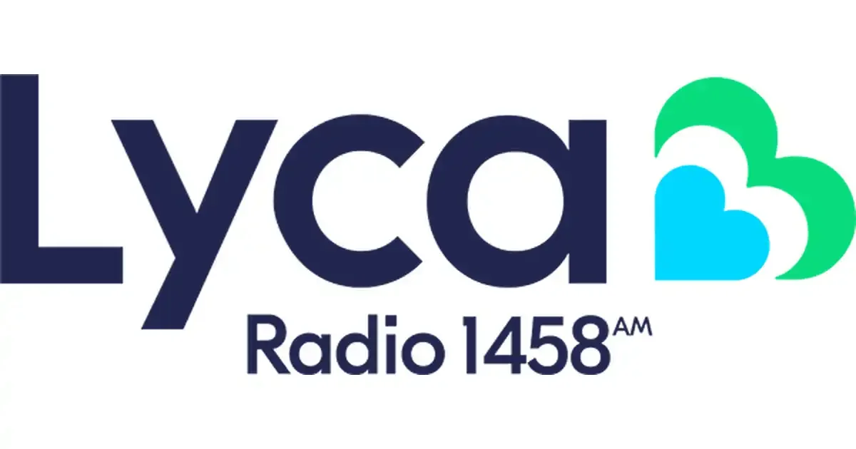 Lycac radio logo with the text "Lycac Radio 1458 AM" and a graphic of three overlapping clouds in green and blue.