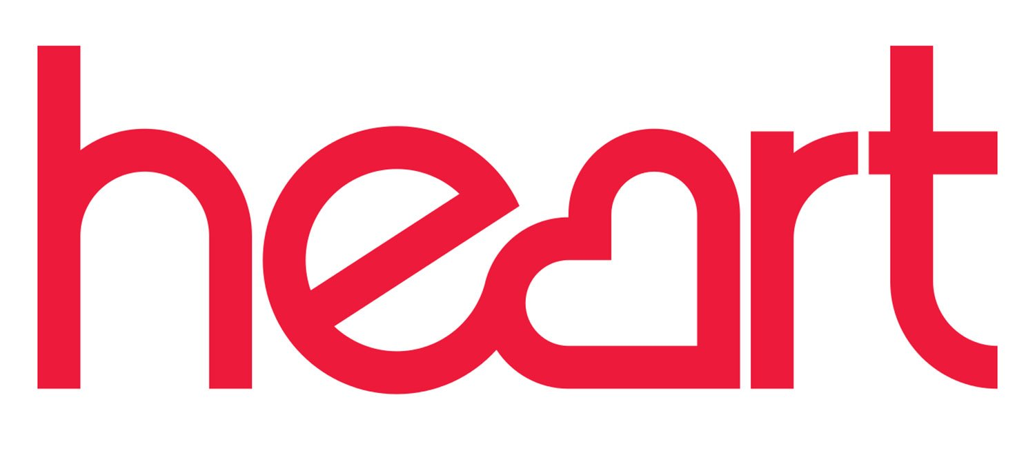 Red text spelling out the word 'heart' with a stylized letter 'e' that appears as a heart shape.