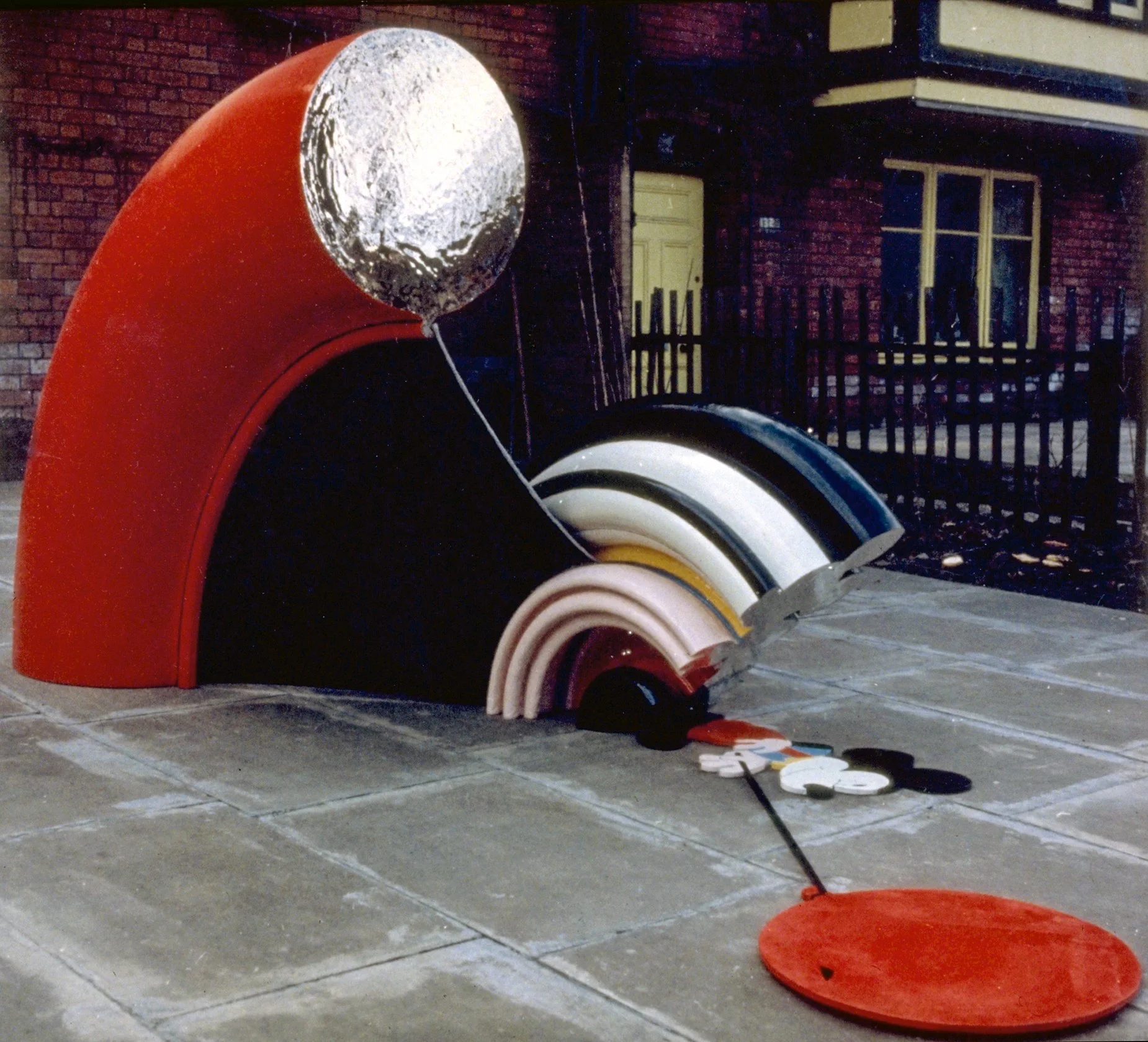 Red Balloon. Resin and fibreglass, wood, cloth, paint, mirror plastic. 12ft long. 1967.