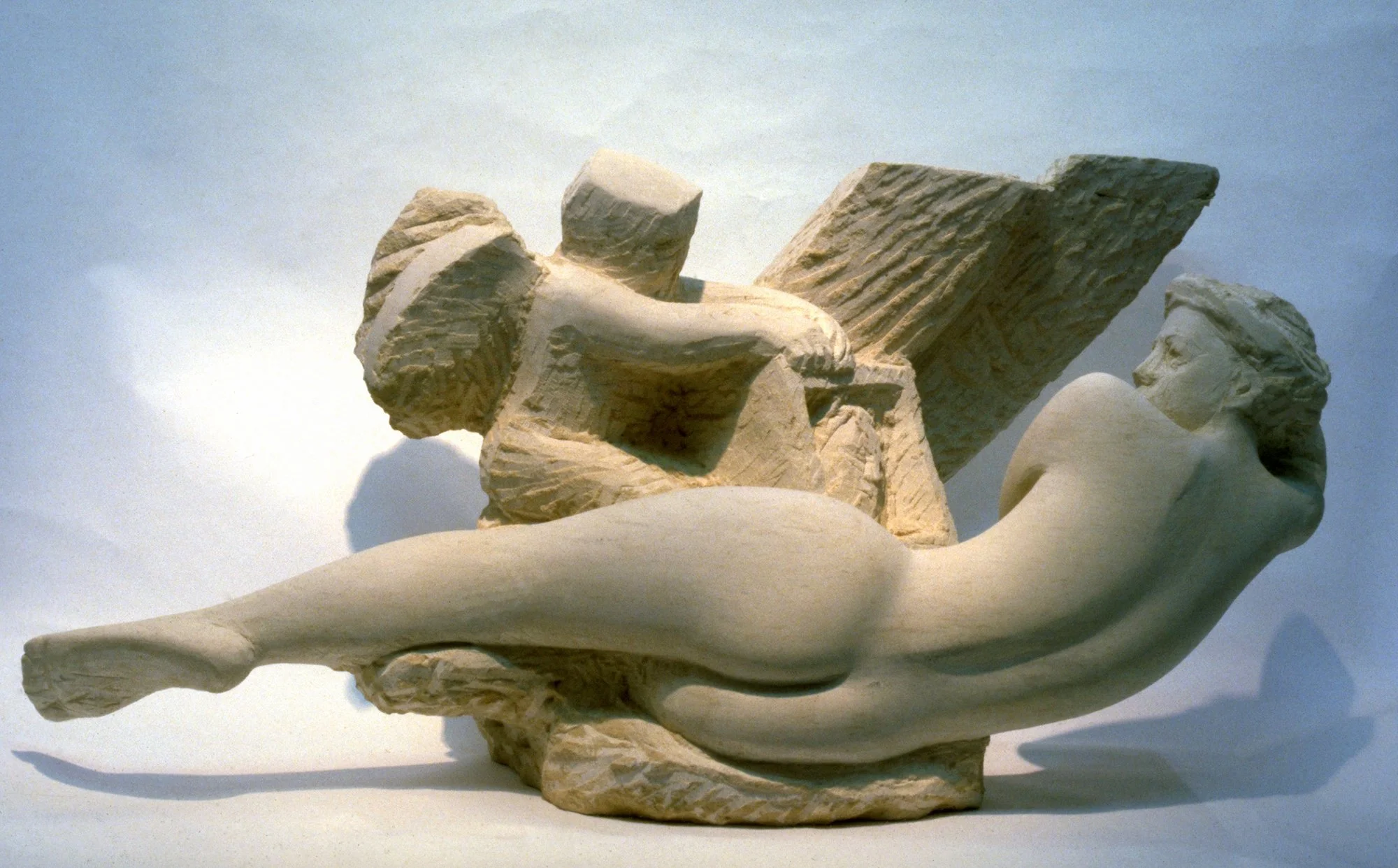 Sitting, Holding, Leaning Head and Mirror
(after Velázquez). Ancaster Stone. 58' long. 1985.