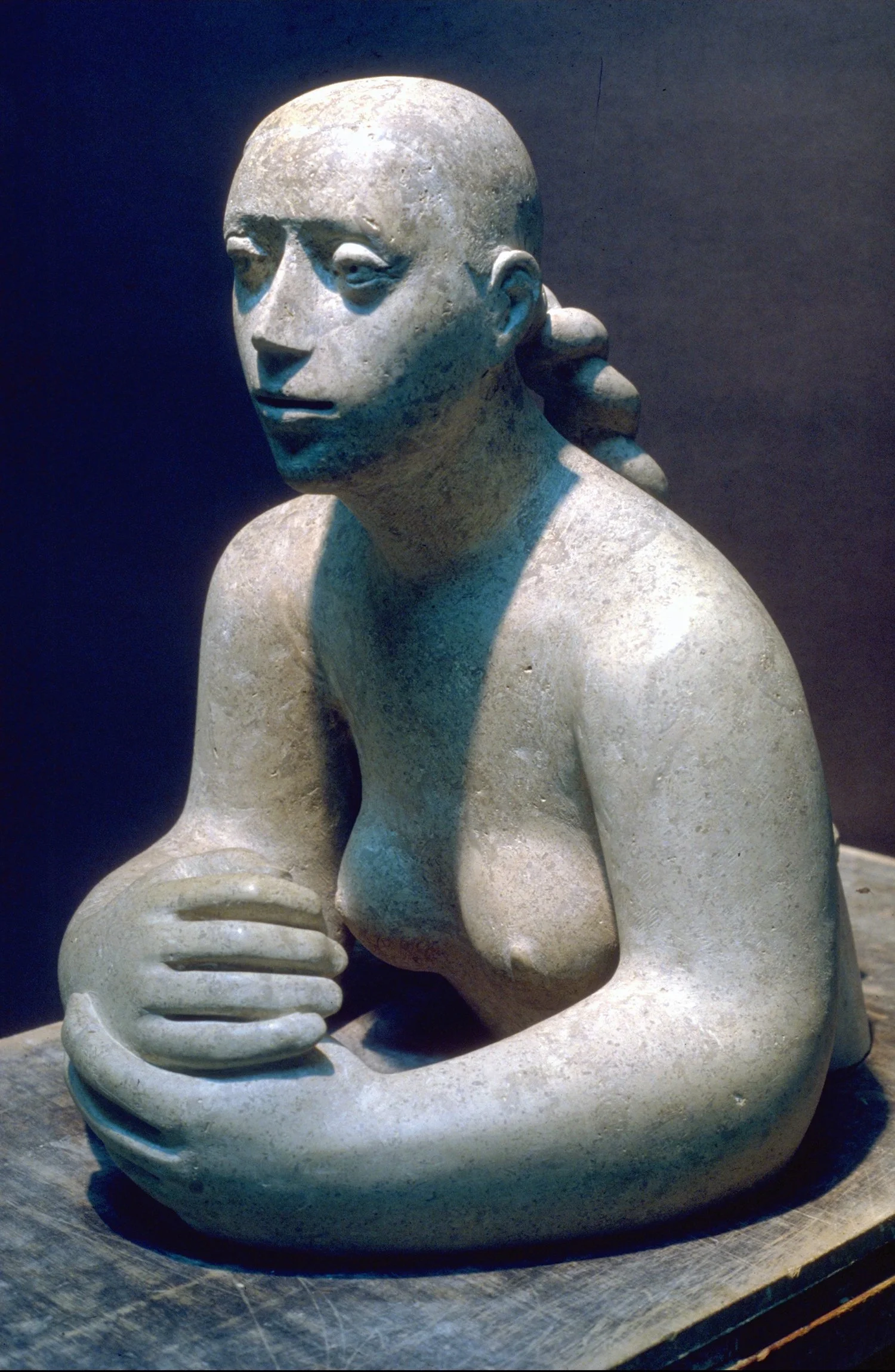 Woman with Plait. Hoptonwood Stone. 27' high. 1988. TSB Collection.