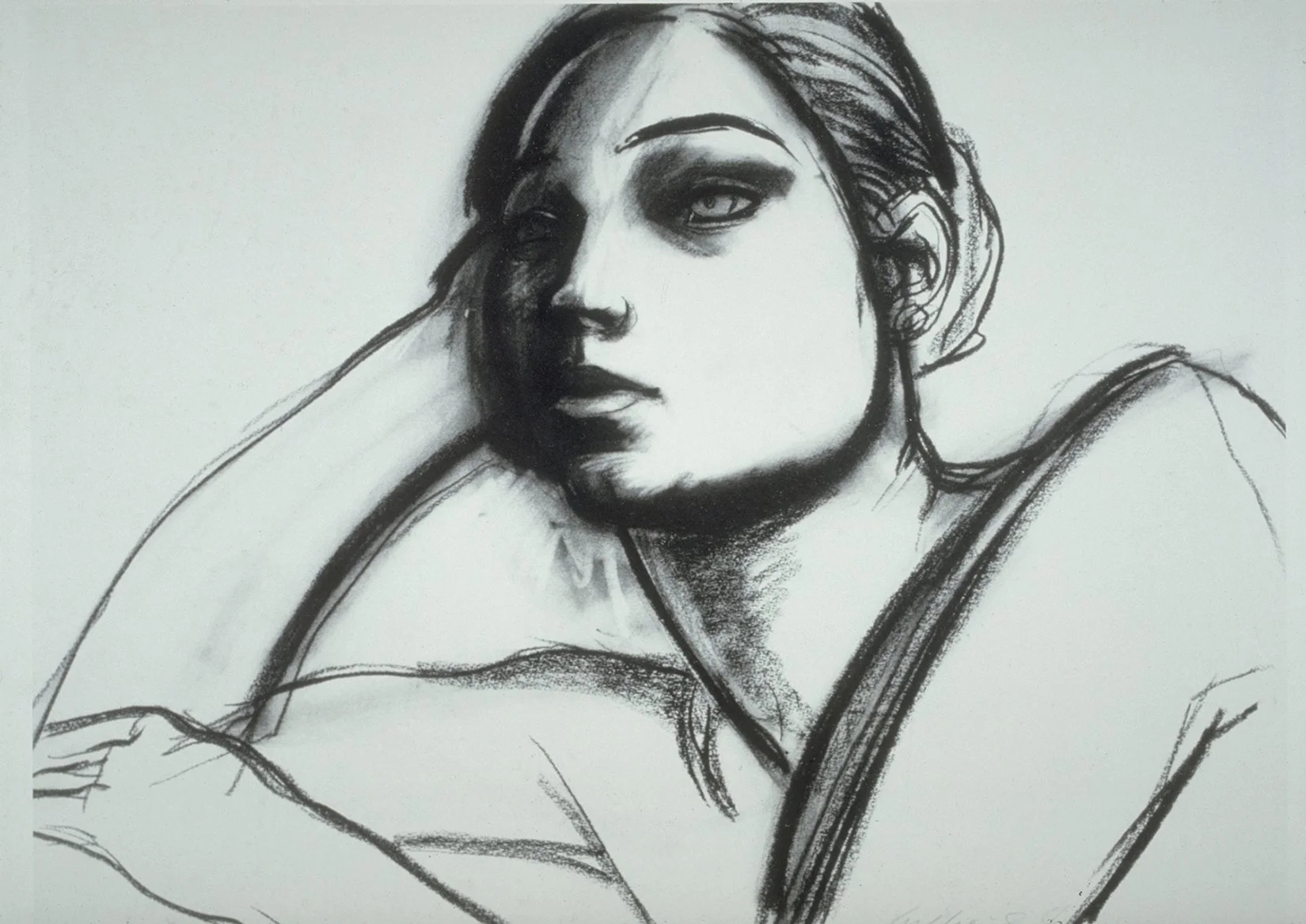 Leaning Head. Charcoal on Paper. 24' x 24'. 1986. Private Collection