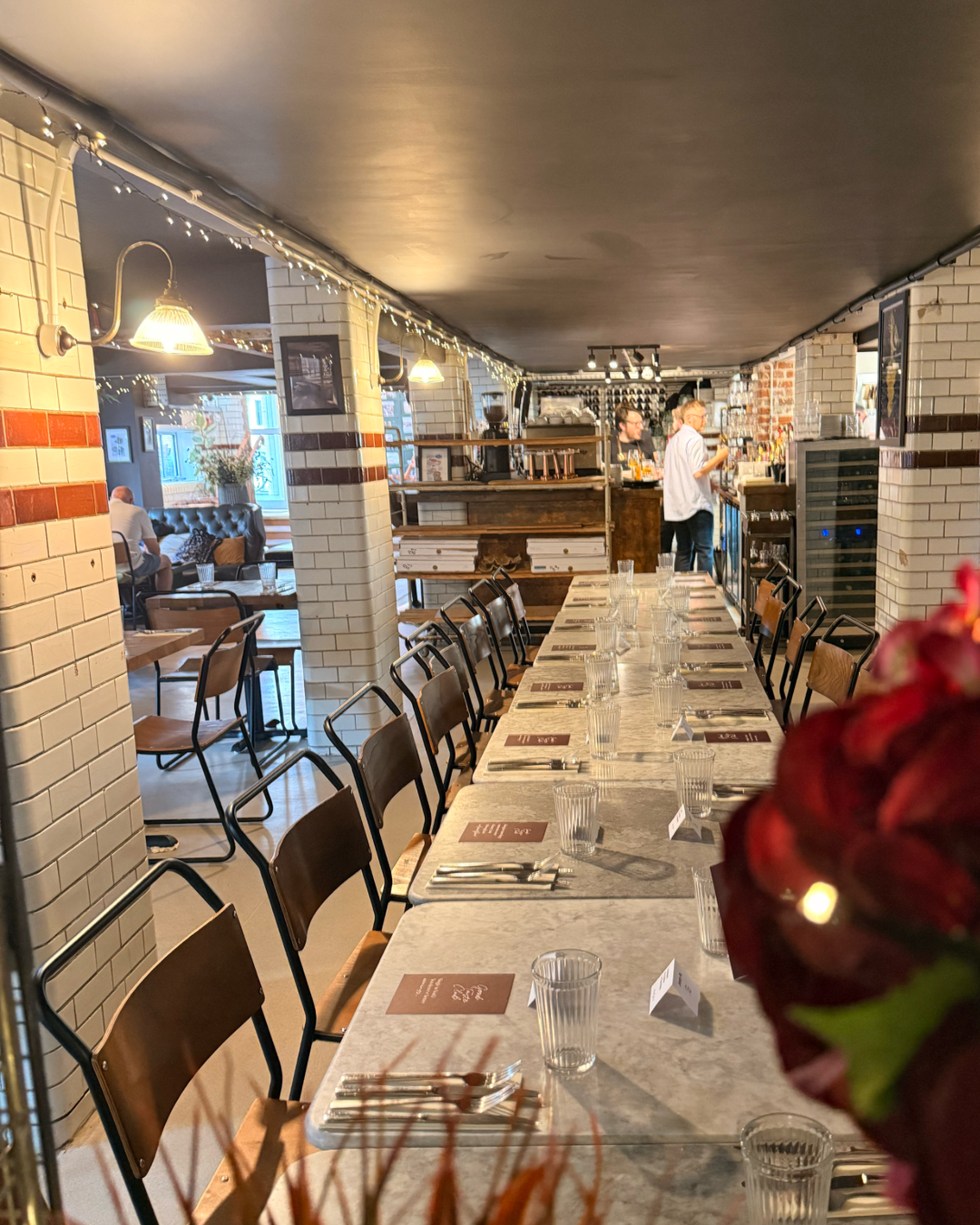 Table setting at The Old Liquor Store, York for The Good Taste Club Singles Suppers