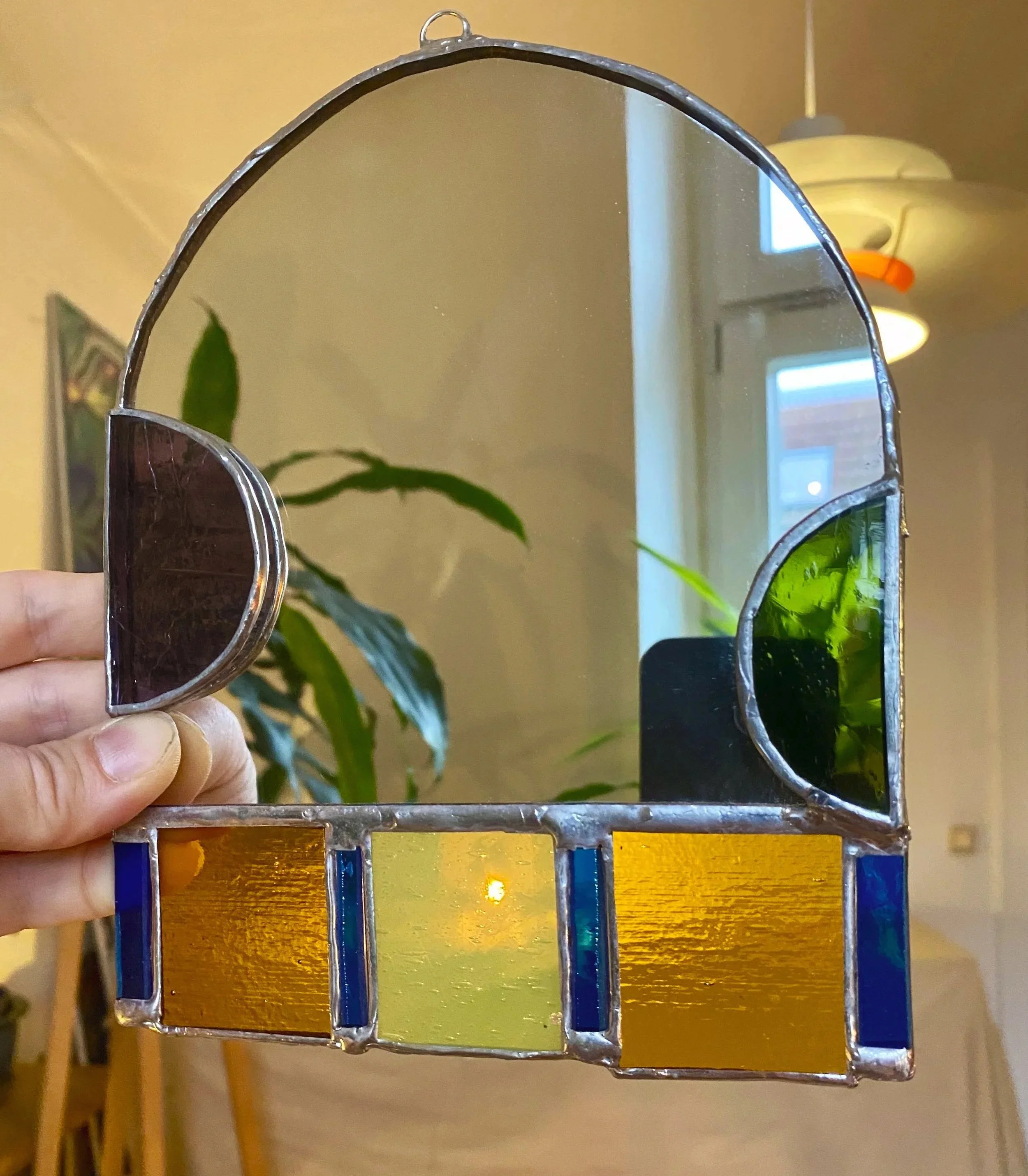 Buntglas-Wandspiegel Rundbogen 1