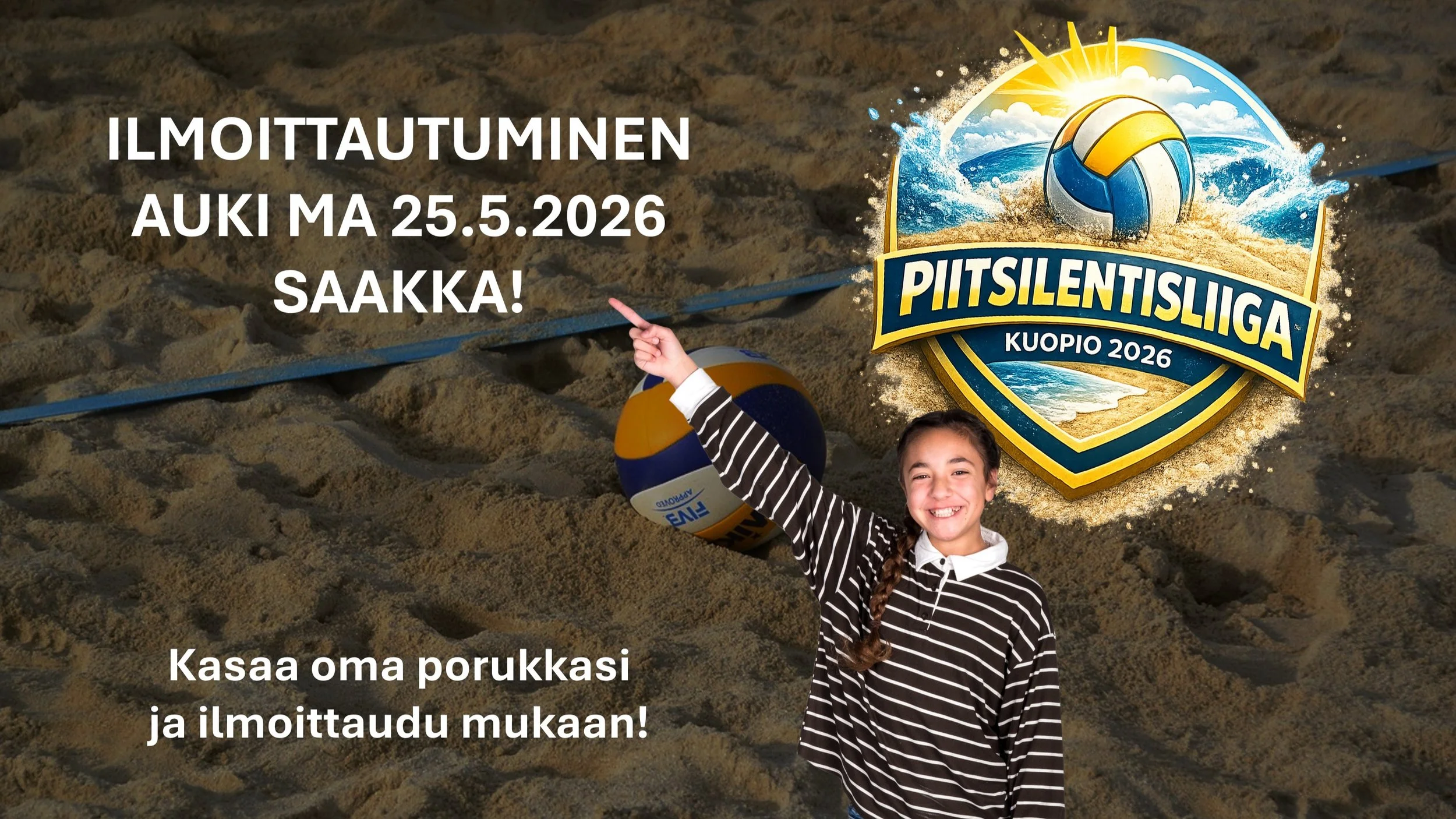 Kuopion nuorten (n.13-18 v.) PiitsiLentisLiigaan ilmoittautuminen p&auml;&auml;ttyy ensi viikon maanantaina. 

Viel&auml; ehdit kasata oman kaveriporukan ja ilmoittautua mukaan rentoon h&ouml;nts&auml;liigaan. Avaustapahtuma on suunniteltu pidett&aum