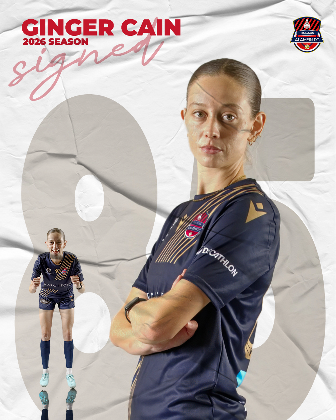 Ginger Cain joins Alamein in 2026 after playing in Western Australia’s NPLW competition with Fremantle City. An attacking player, she arrives with senior-level experience and a strong team focus.
Since joining the squad, Ginger has brought energy and