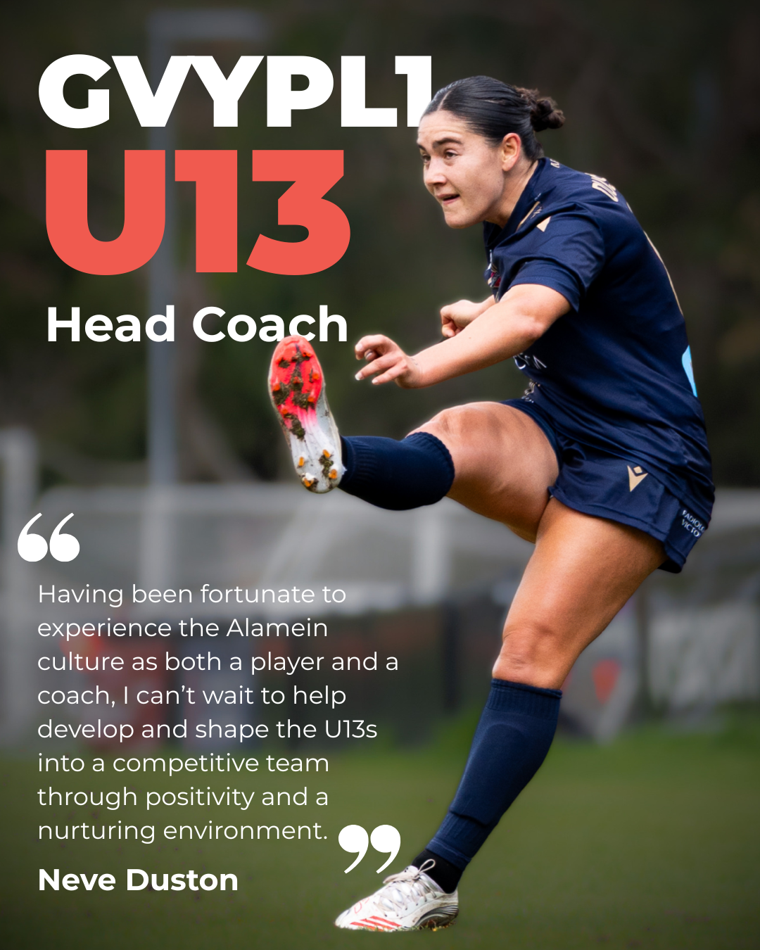 Neve Duston appointed U13 Head Coach for 2027