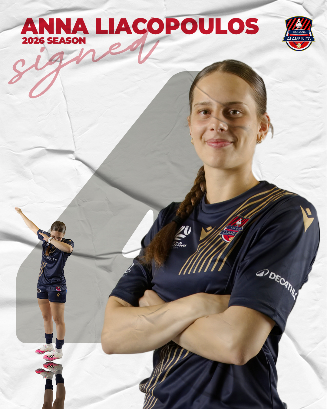 Since joining Alamein, Anna has become an important part of the team’s structure through her versatility, competitiveness, and composure on the ball. Able to play across midfield and defence, she brings consistency and intensity to every match and tr