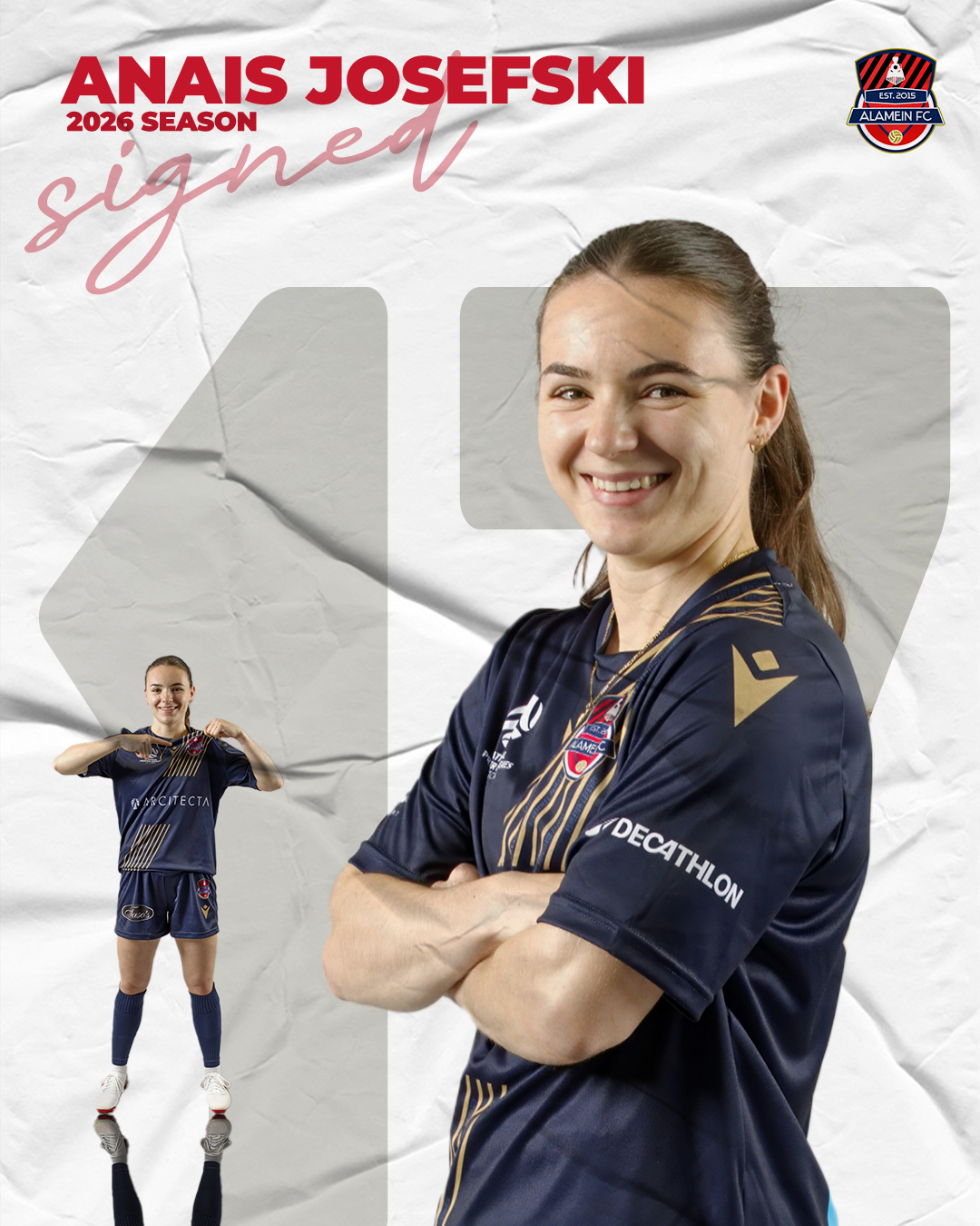 Anais joins Alamein with several seasons of NPLW experience across clubs including Box Hill United, Boroondara-Carey Eagles, and FC Bulleen Lions. An attacking winger and forward, she is known for her pace and ability to create chances from wide area
