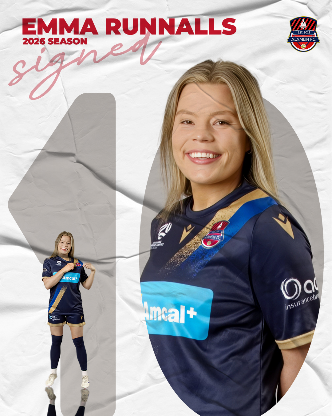 We welcome Emma Runnalls back to Dorothy Laver for the 2026 NPLW Season

As Vice-captain of the squad, Emma will show her experience and quality up-front and through the midfield, providing a focal point for our attacking play.