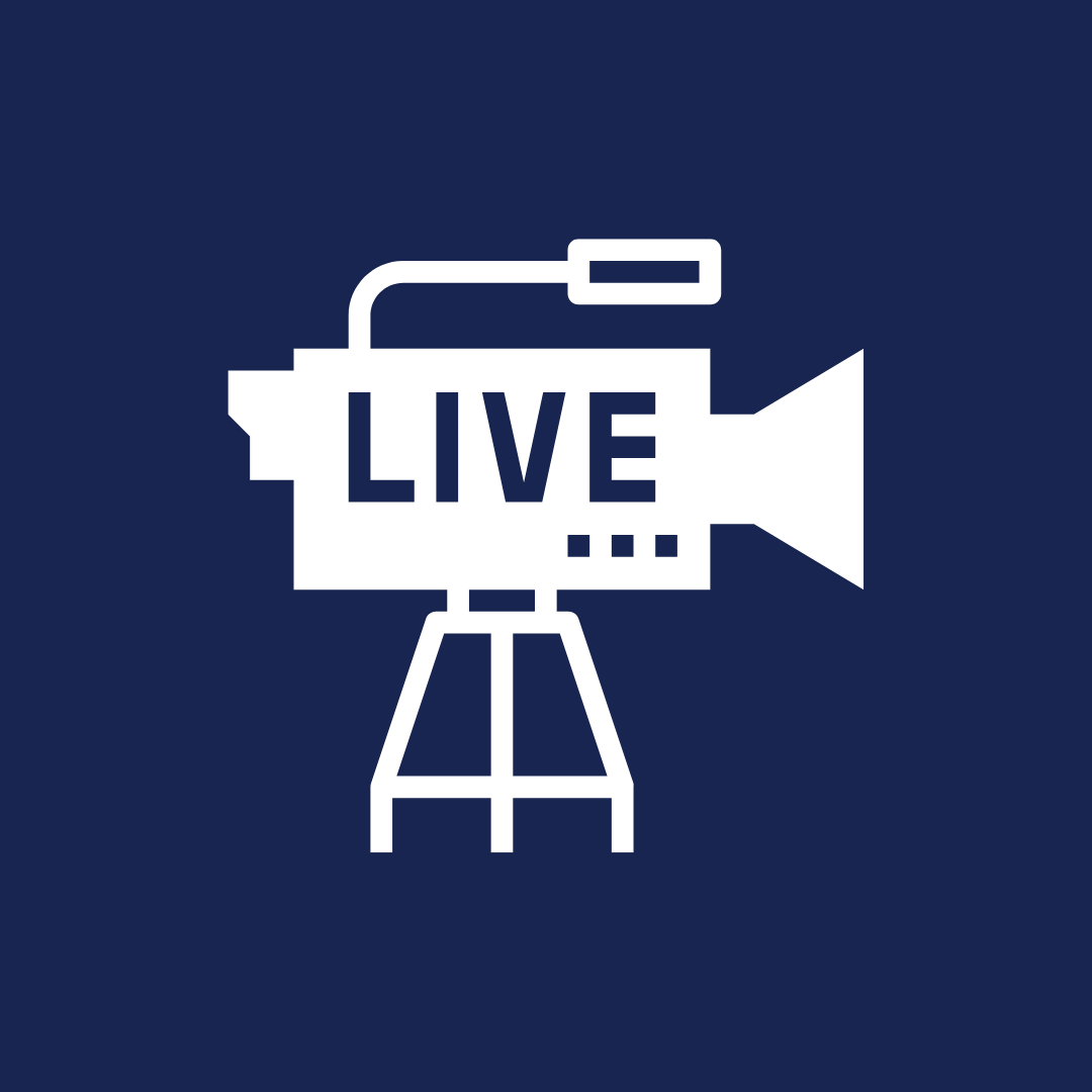 Icon of a video camera with the word 'LIVE' inside, indicating live broadcasting or streaming.
