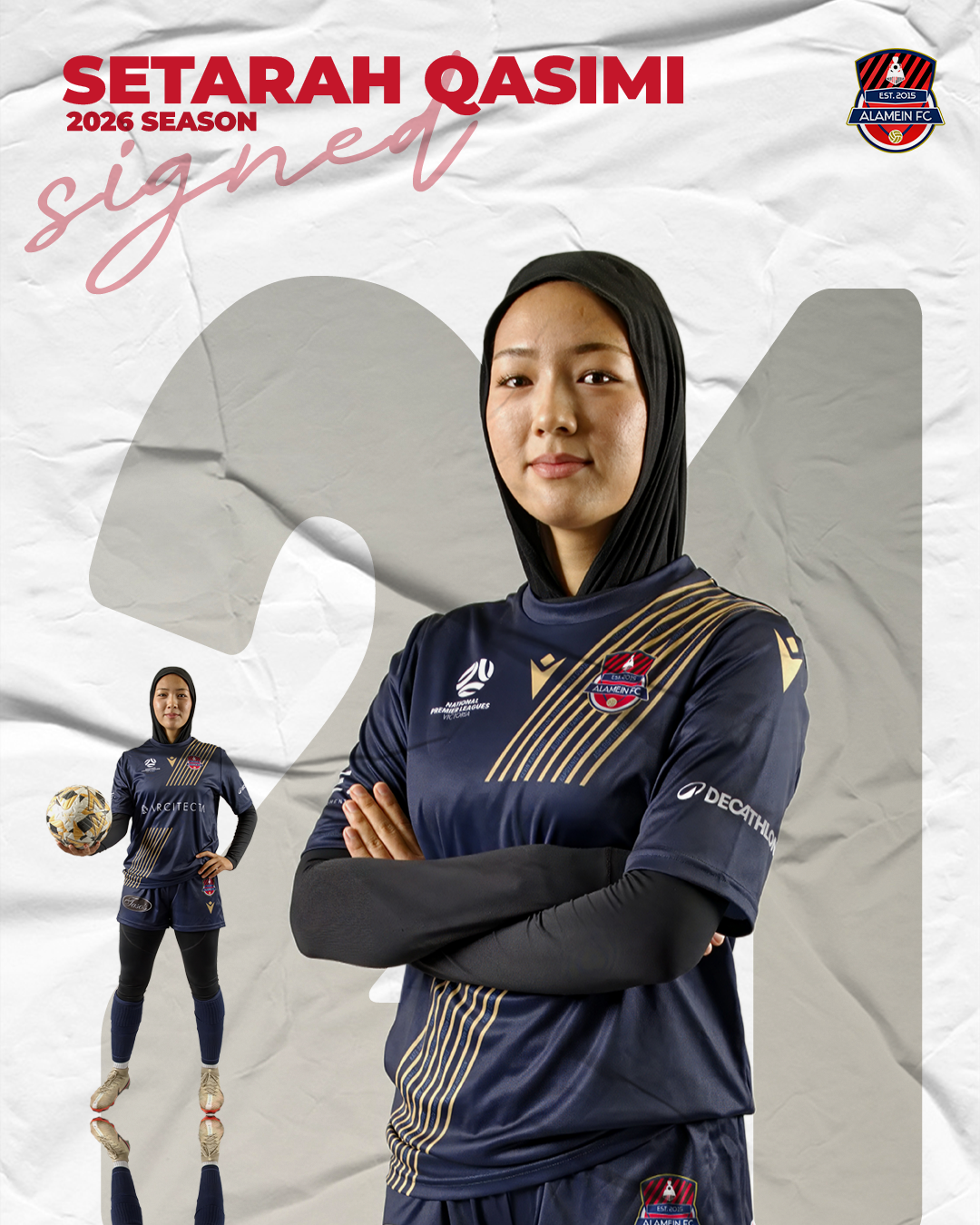 Setarah has progressed through Alamein’s pathway and now continues as part of the senior squad after several seasons connected to the club’s NPL program. An attacking player, she brings energy and commitment to the team environment.
Her journey throu