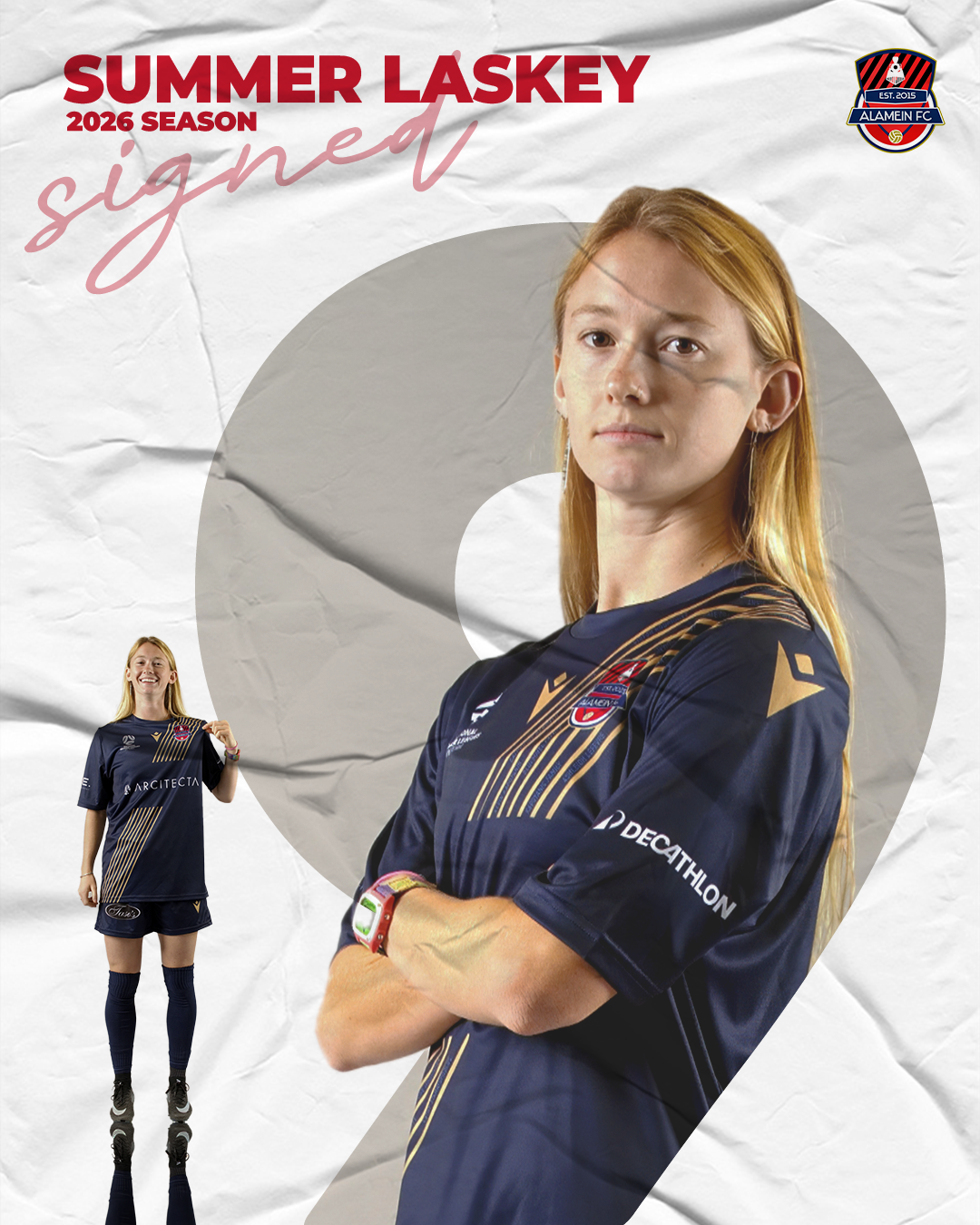 American attacker Summer Laskey joins Alamein in 2026 following a strong collegiate career at Long Beach State in the NCAA Division I system and a successful season in New Zealand’s Women’s National League with Wellington United.
An attacking midfiel